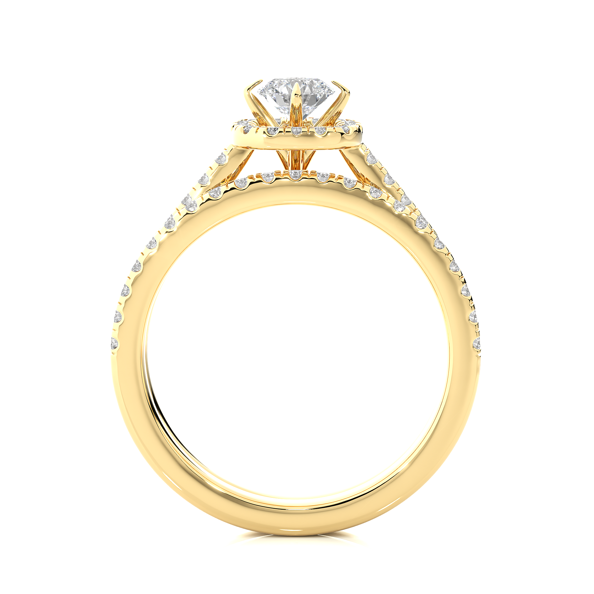 14K White Yellow Rose Gold 1.31 Carat Princess Halo Solitaire Diamond Ring