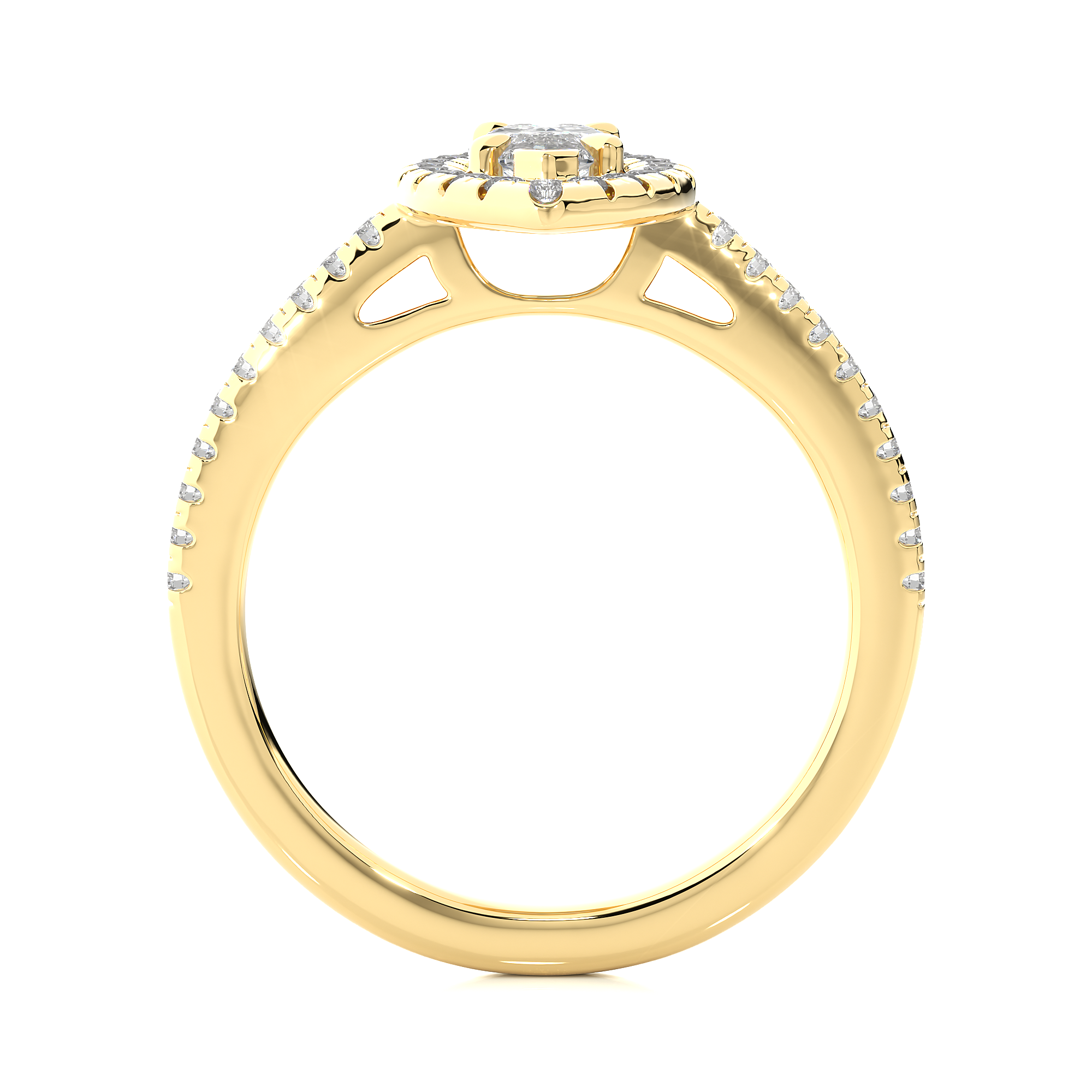 14K White Yellow Rose Gold 0.89 Carat Marquise Double Halo Diamond Ring