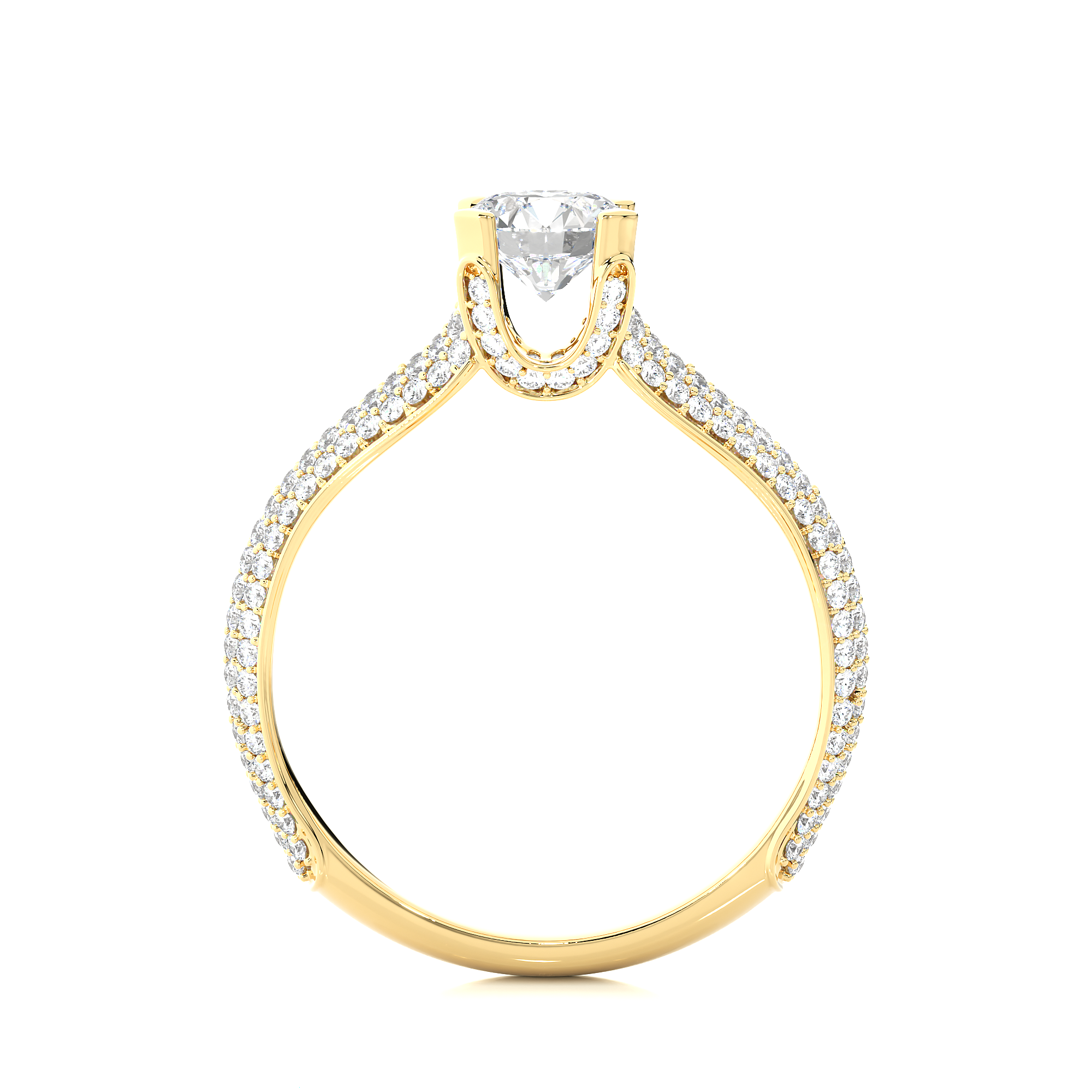 14K White Yellow Rose Gold 1.13 Carat Split Shank Round Diamond Ring