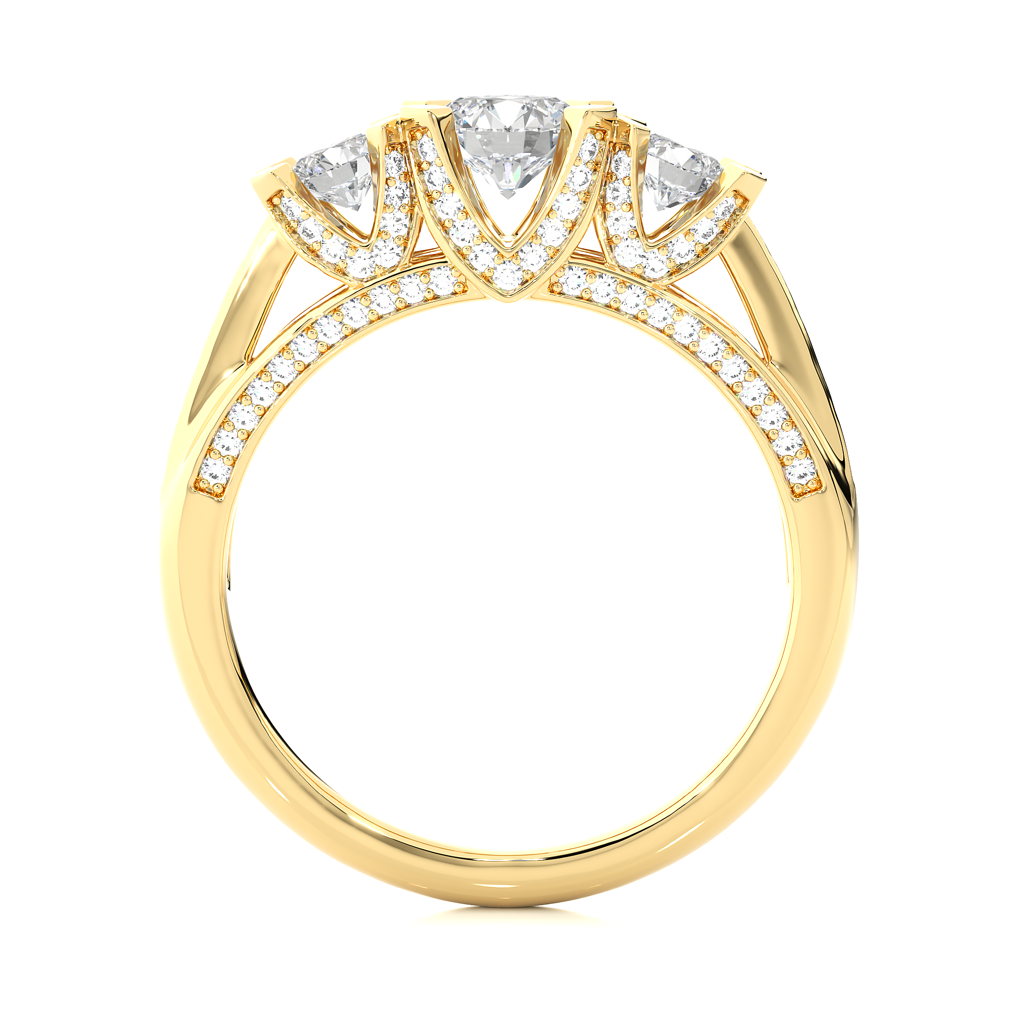 14K White Yellow Rose Gold 1.20 Carat Three Diamond Ring