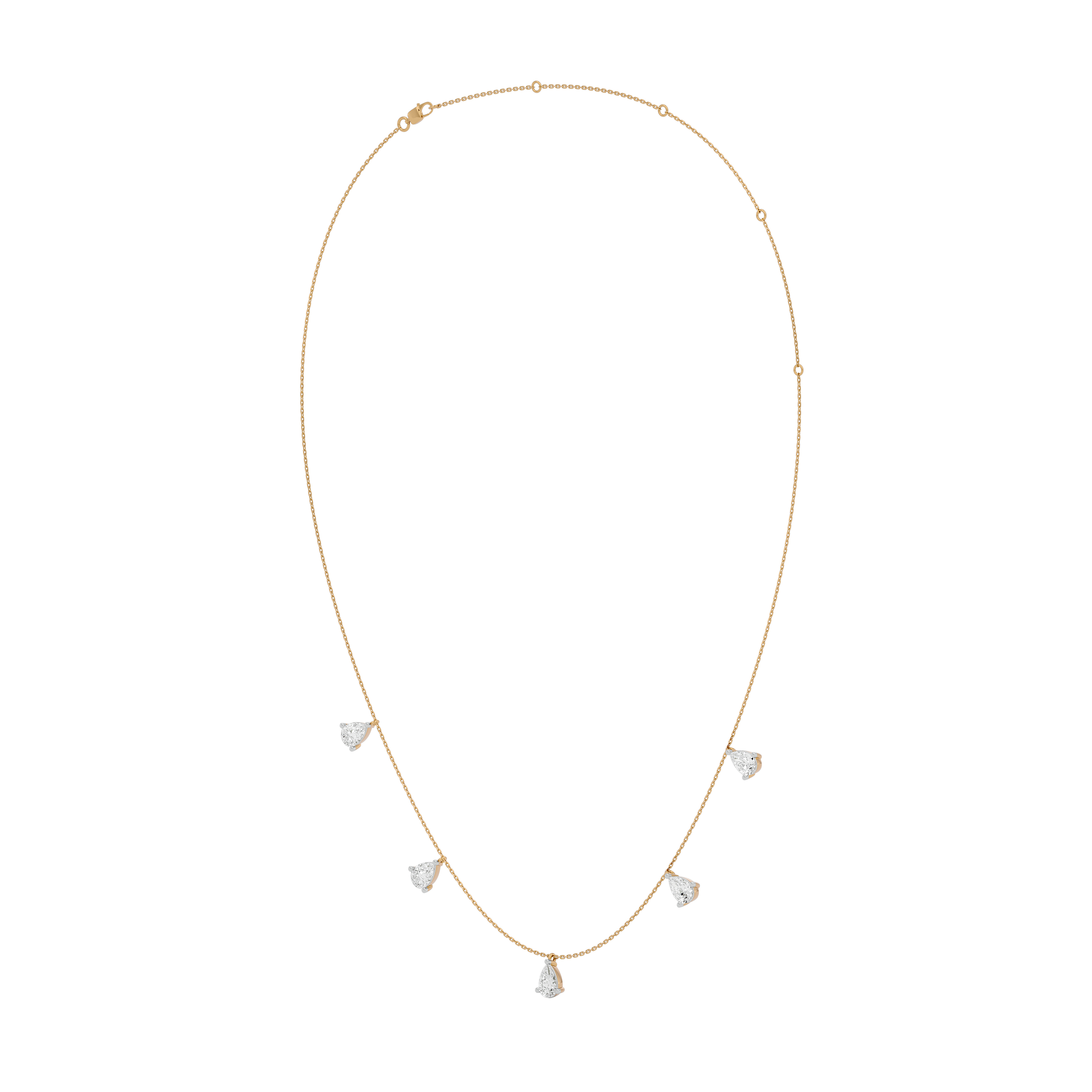 Elegant Pear Diamond Gold Necklace
