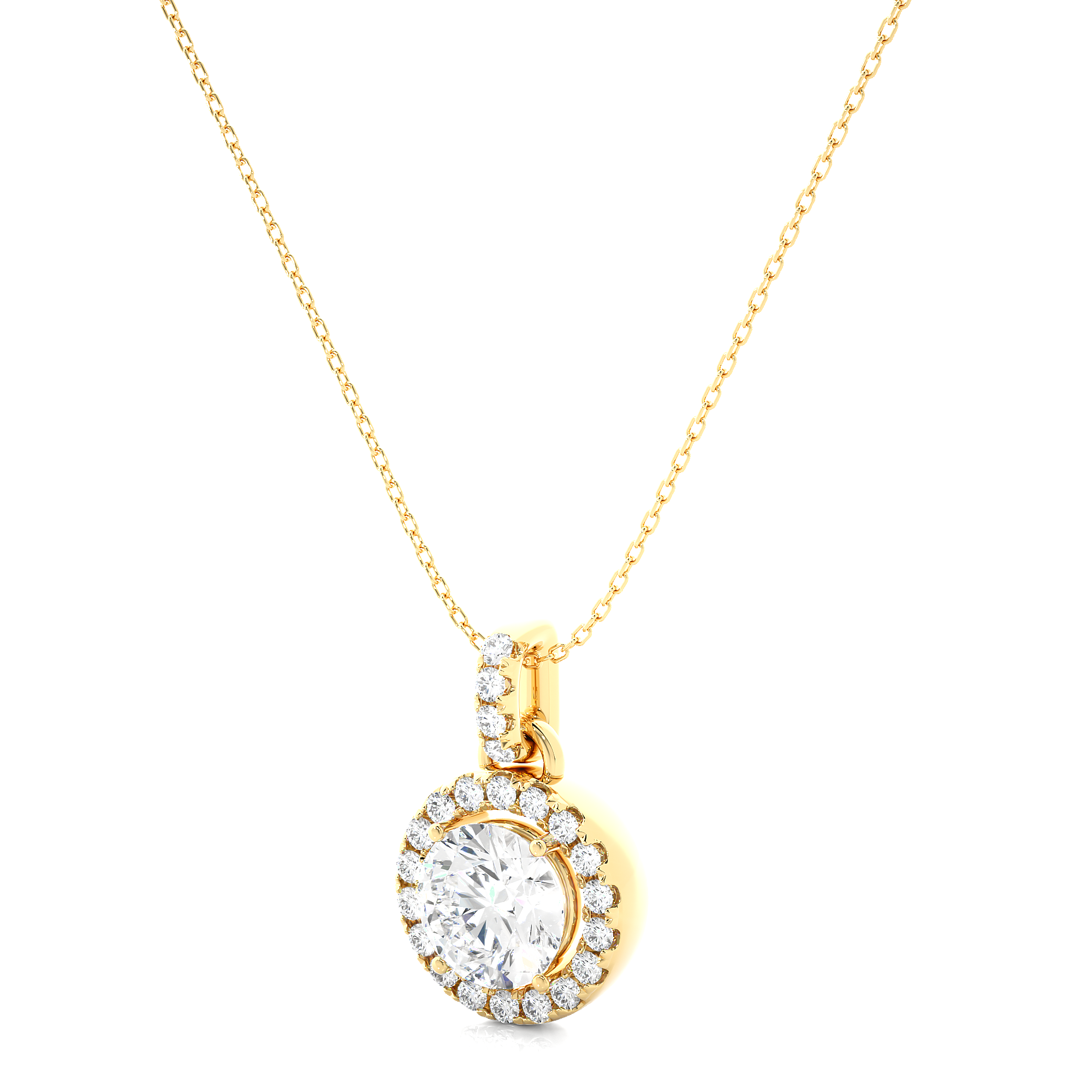 14K White Yellow Rose Gold 1.52 Carat Double Halo Diamond Pendant