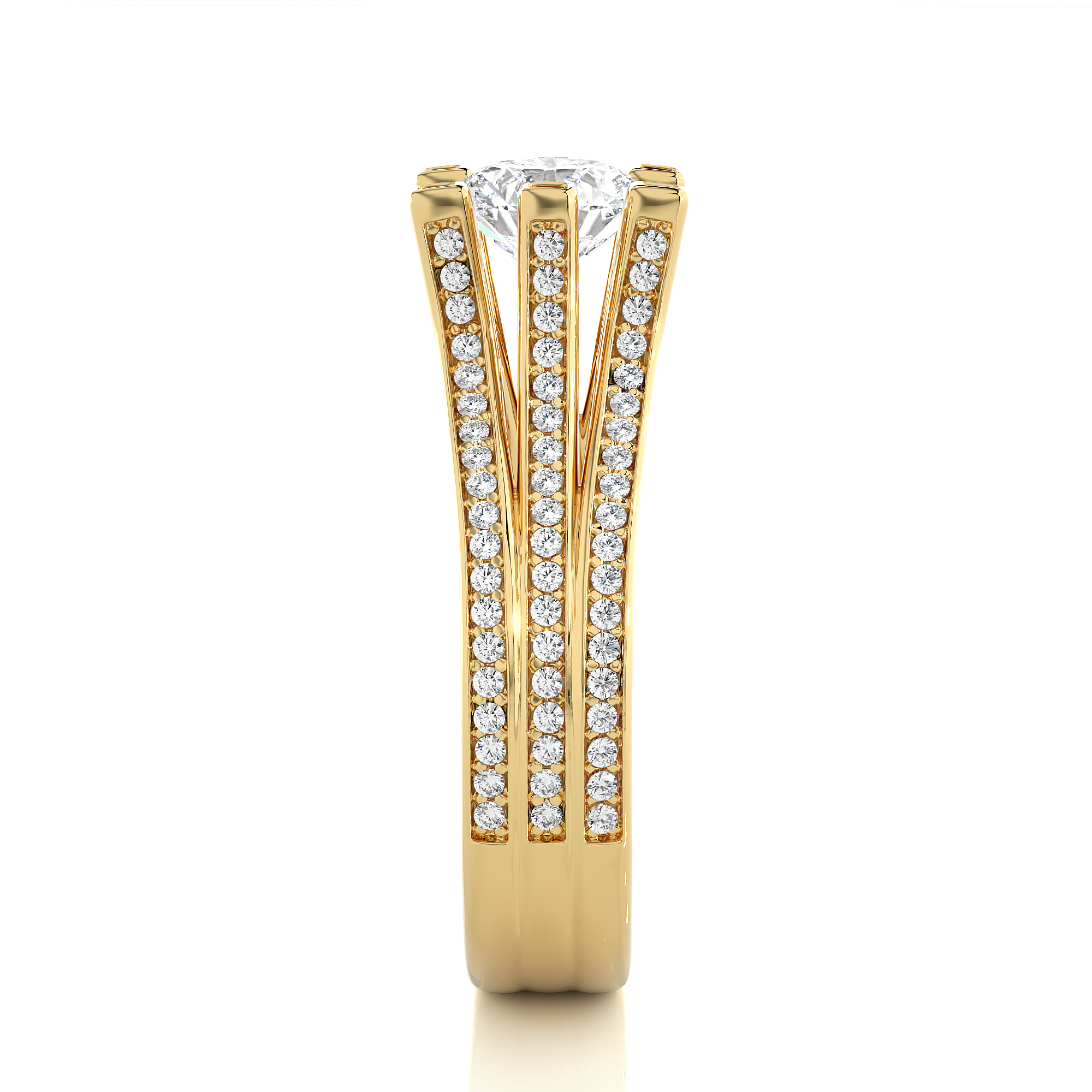 14K White Yellow Rose Gold 1.48 Carat Round Step-cut Facets Diamond Ring