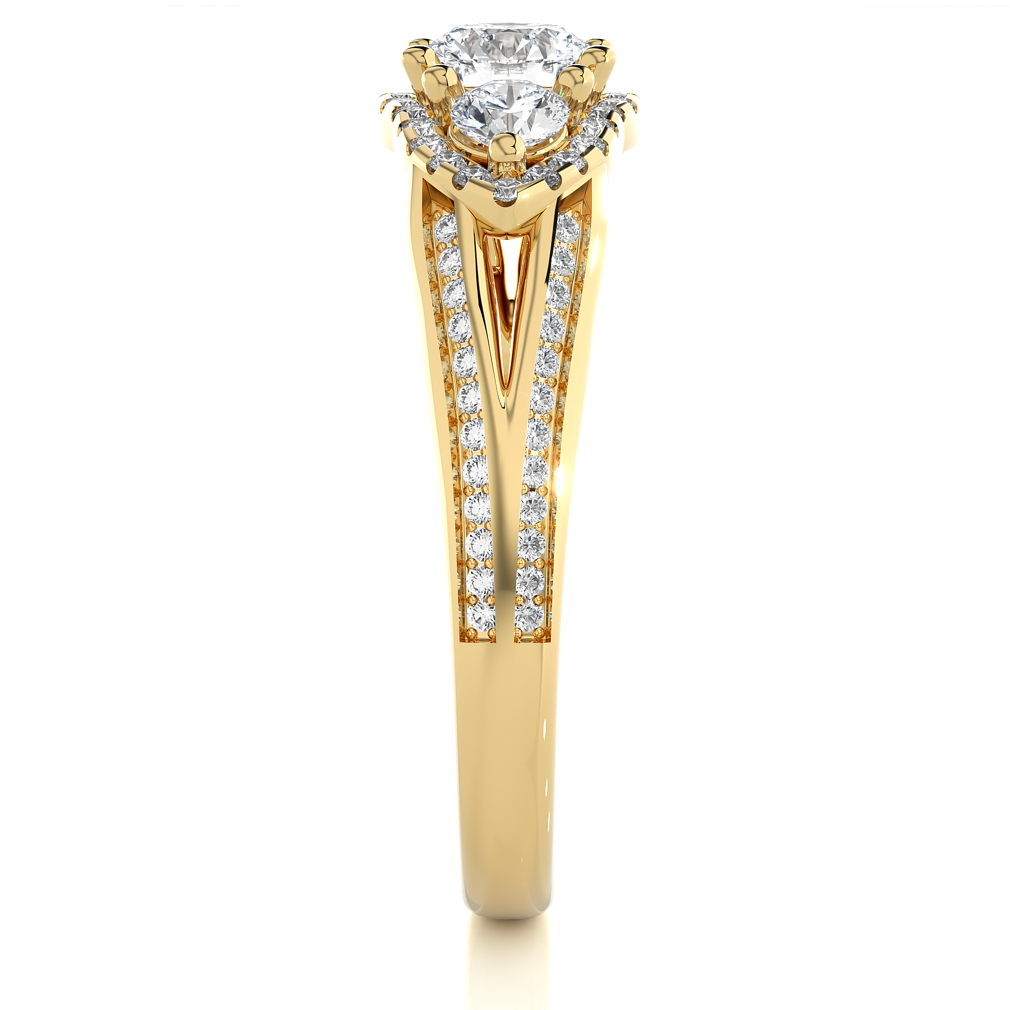 14K White Yellow Rose Gold1.14 Carat Three Stone Round Cut Diamond Ring