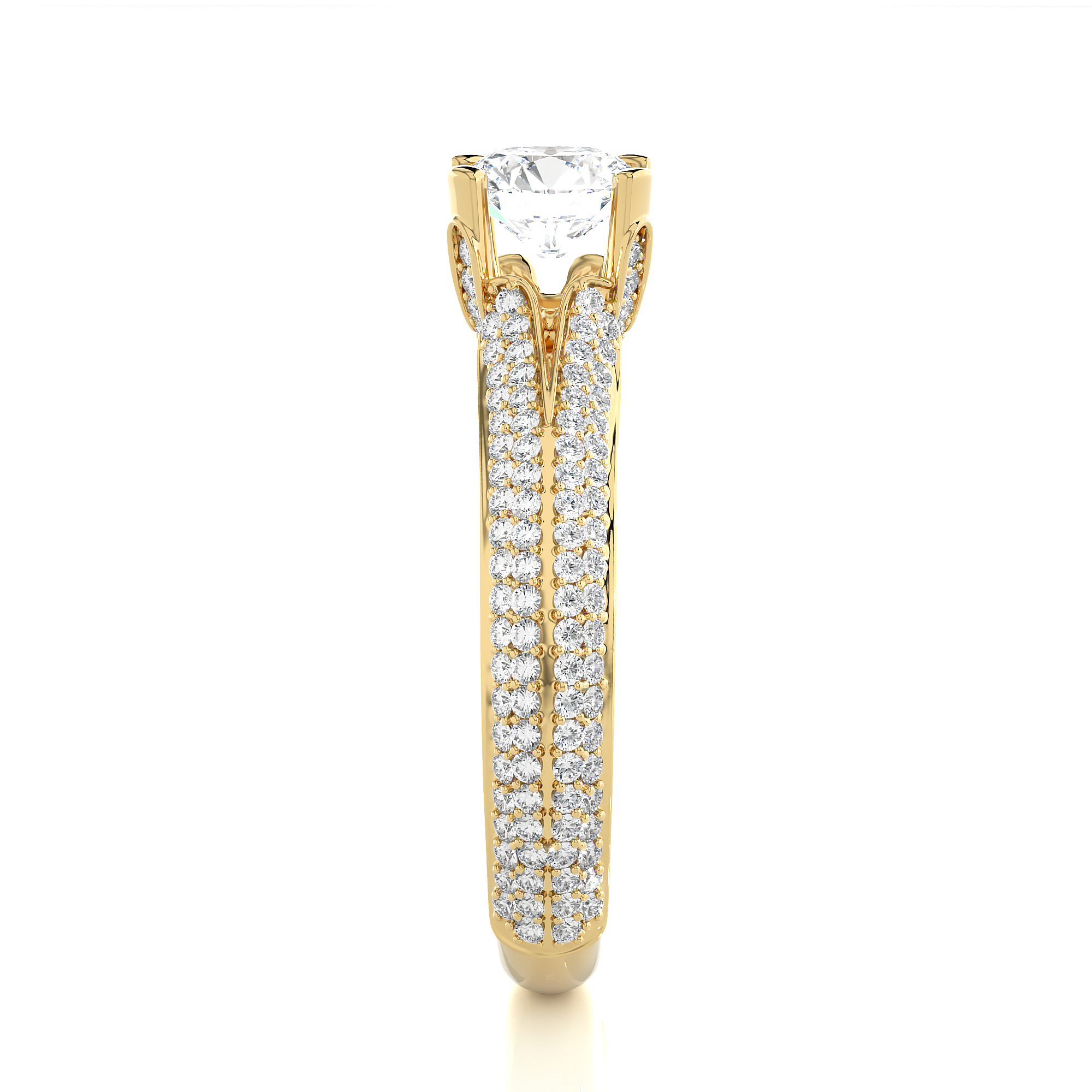 14K White Yellow Rose Gold 1.13 Carat Split Shank Round Diamond Ring