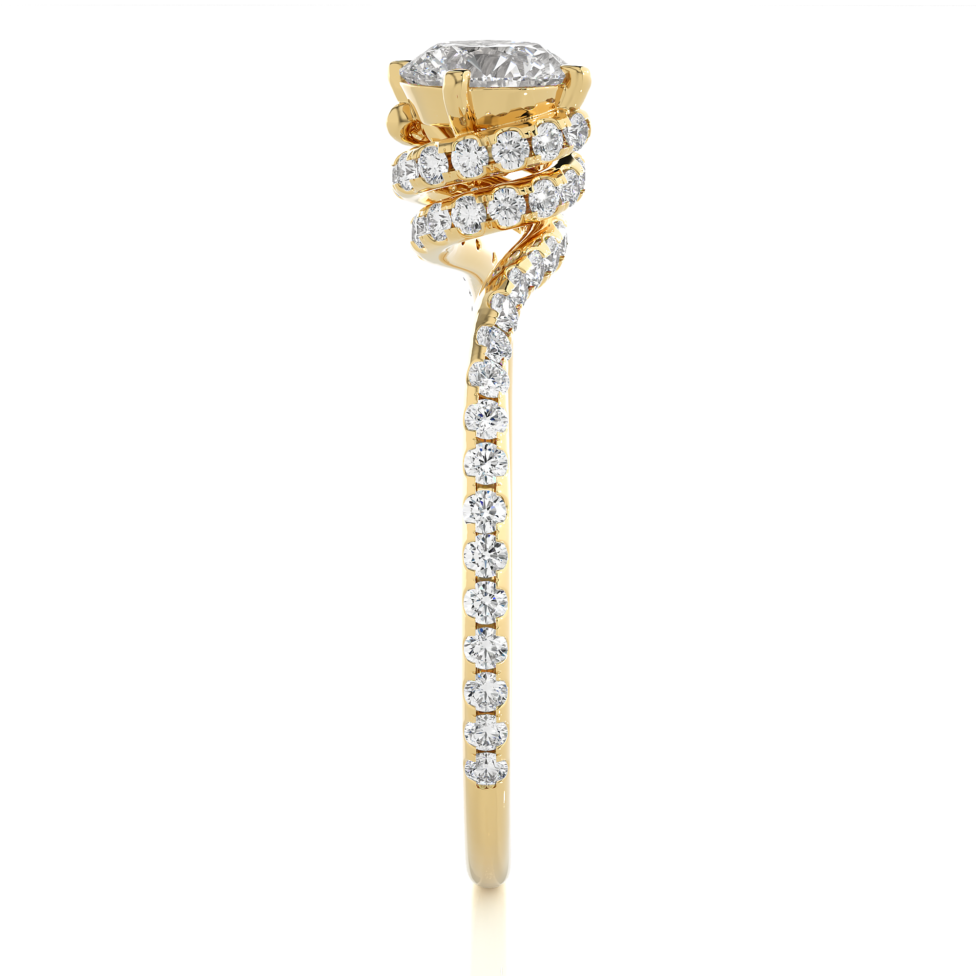 14K White Yellow Rose Gold 0.84 Carat Round Cluster Halo Diamond Ring
