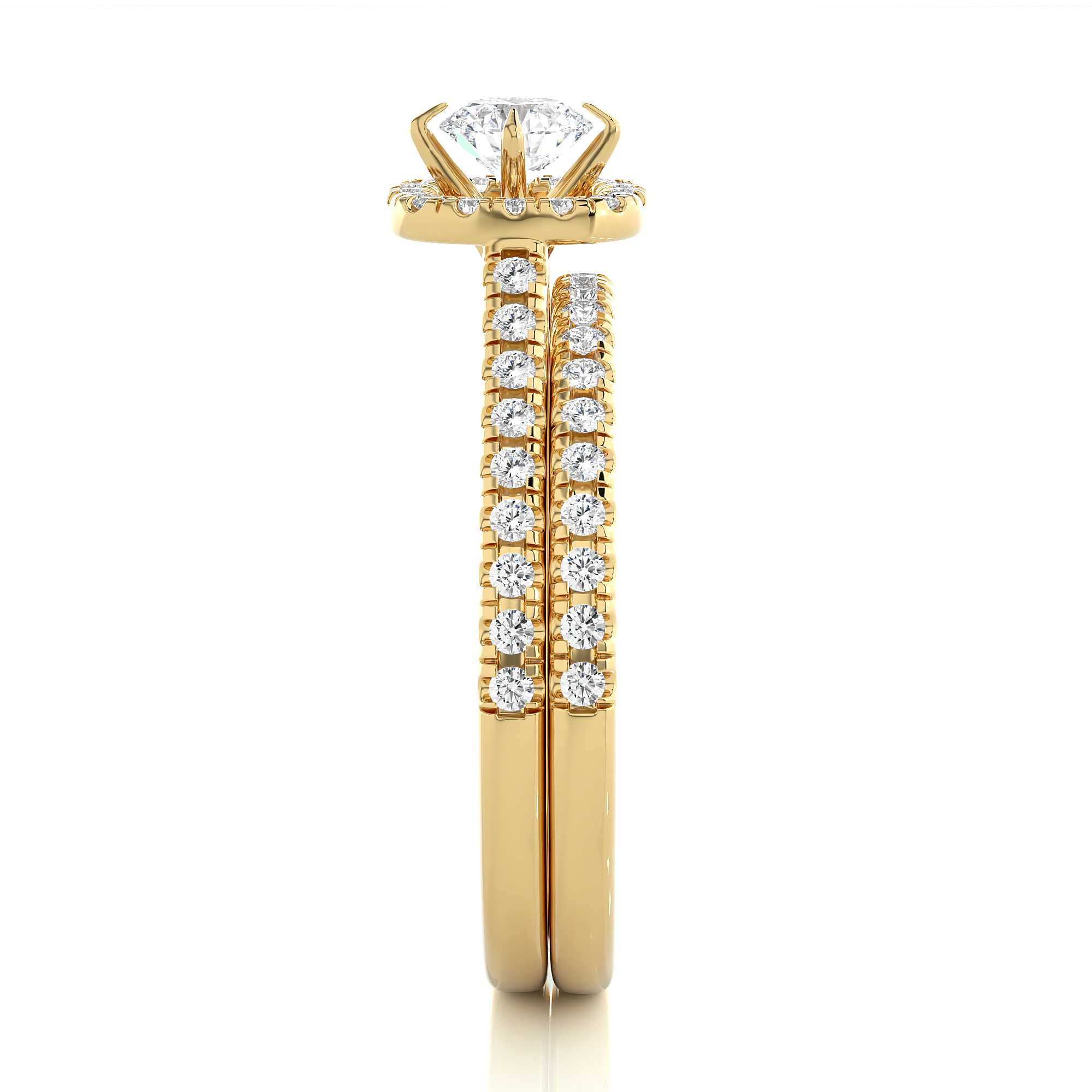 14K White Yellow Rose Gold 1.31 Carat Princess Halo Solitaire Diamond Ring