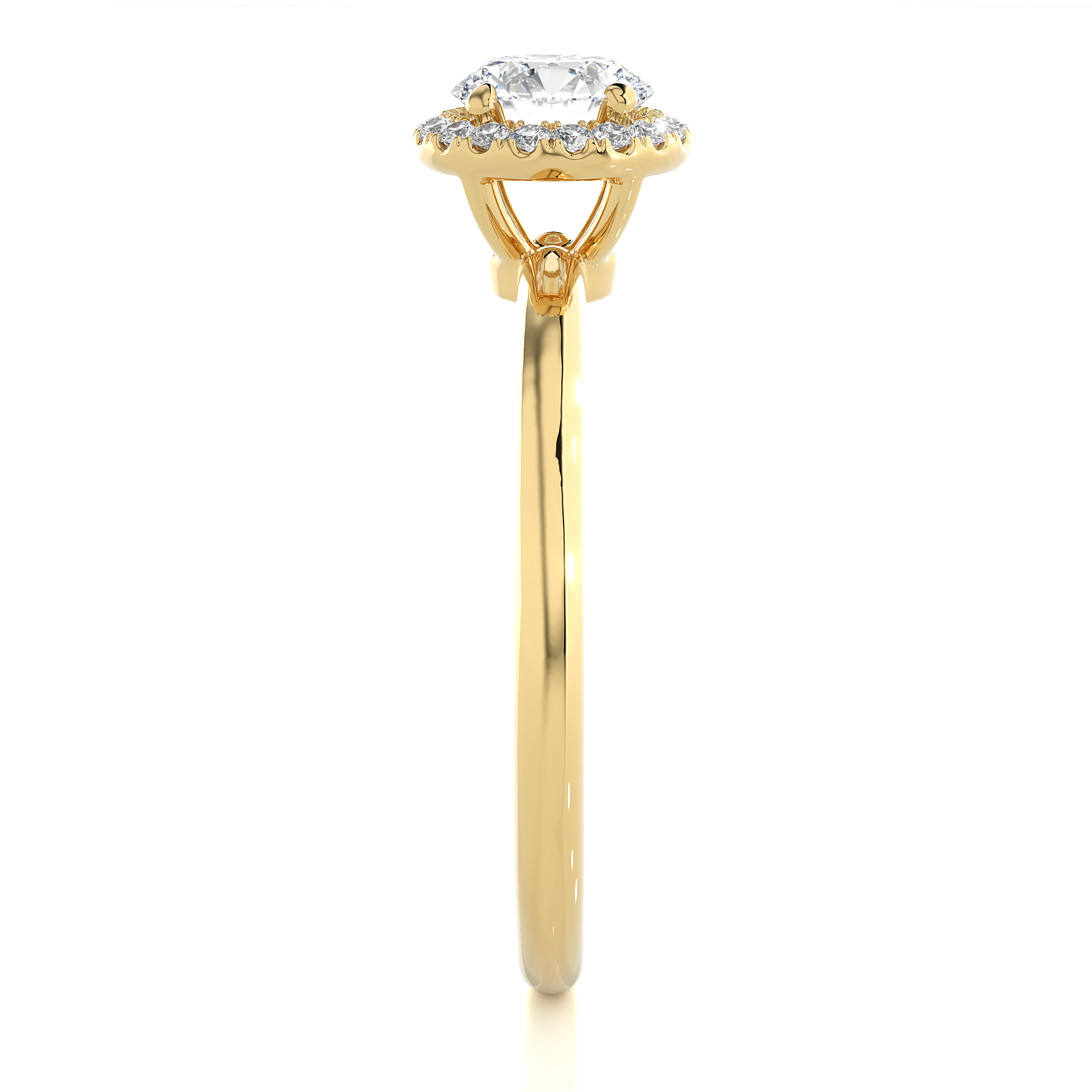 14K White Yellow Rose Gold 0.5 Carat Round Halo Diamond Ring
