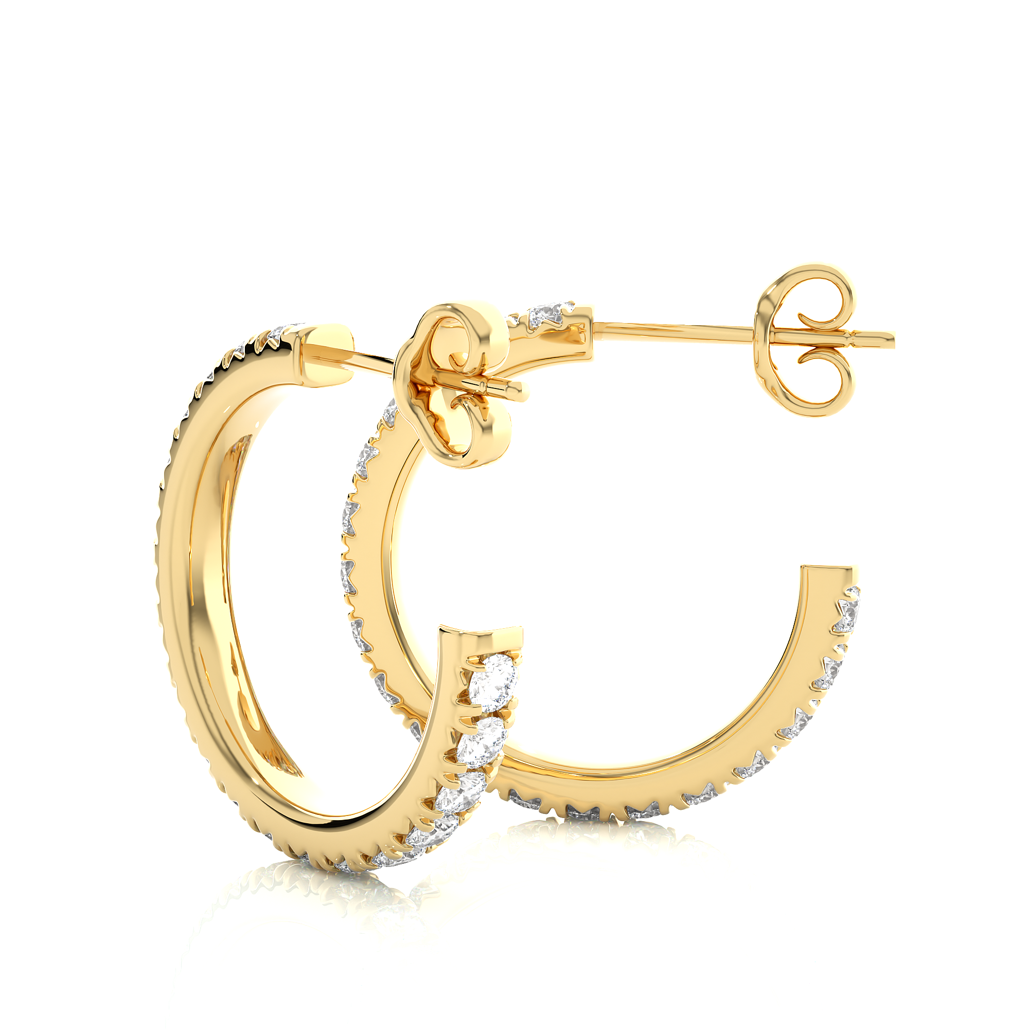 14K White Yellow Rose Gold 0.7 Carat Hoop Diamond Earrings