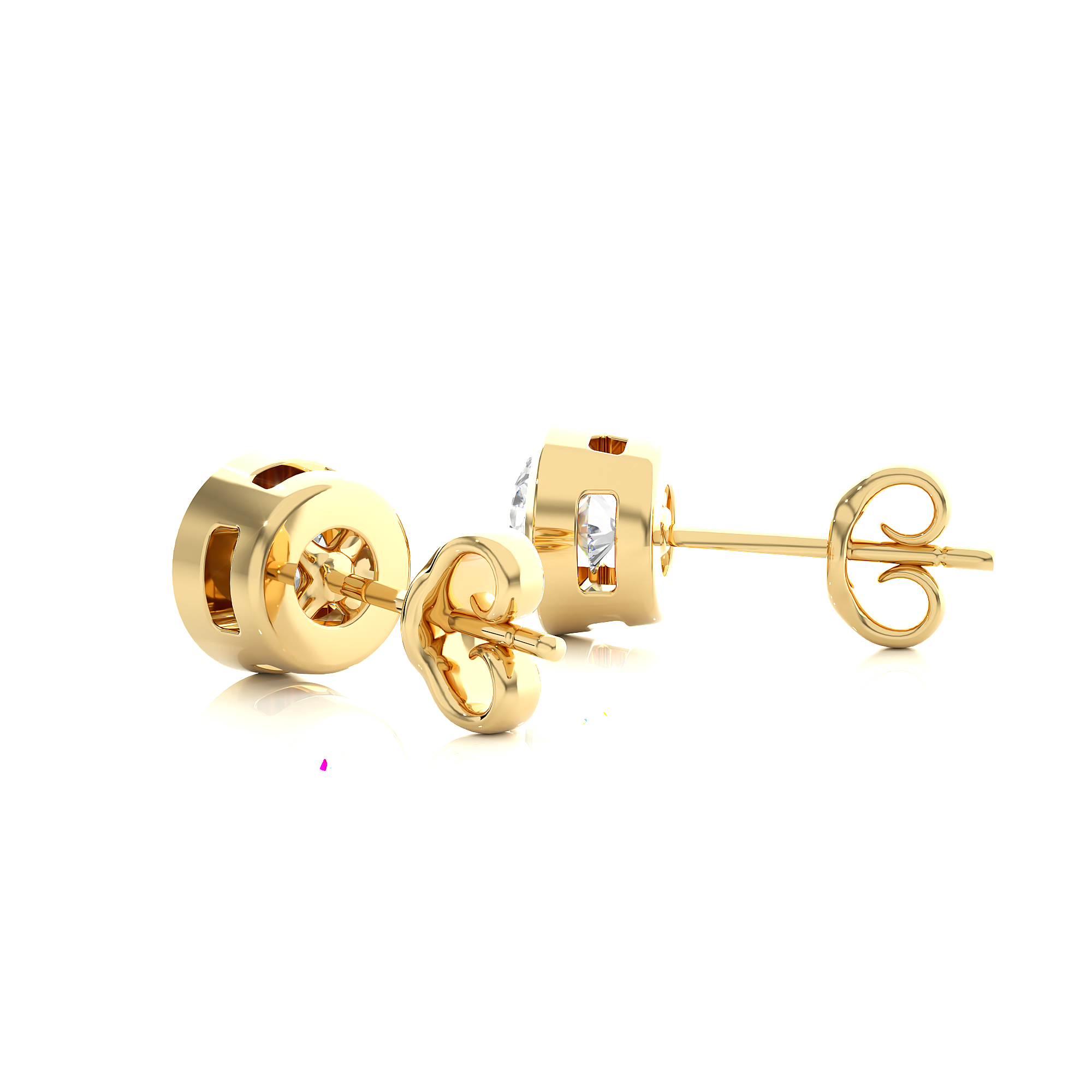 14K White Yellow Rose Gold 1.18 Carat Round Micro Prong Setting Stud Diamond Earrings