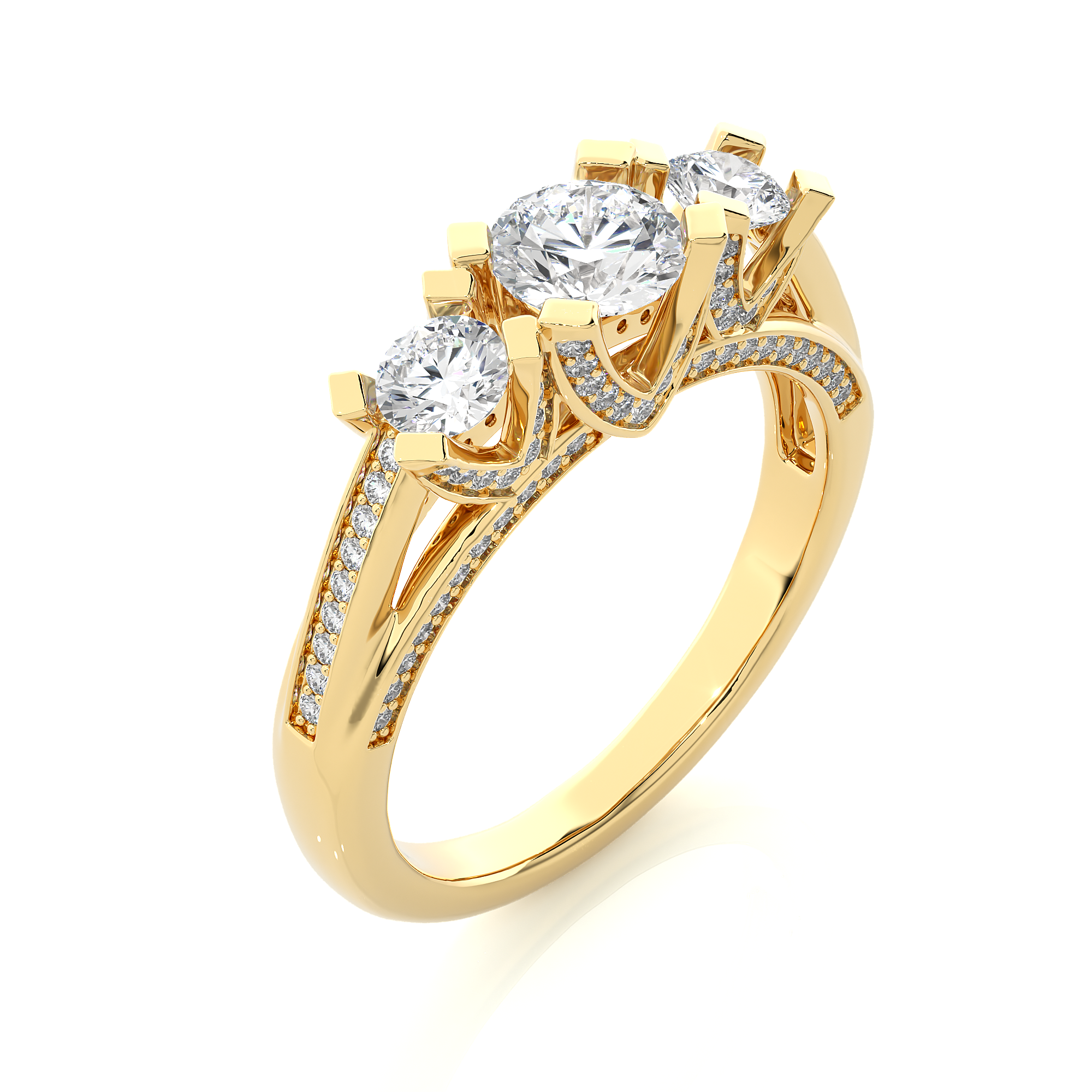 14K White Yellow Rose Gold 1.20 Carat Three Diamond Ring
