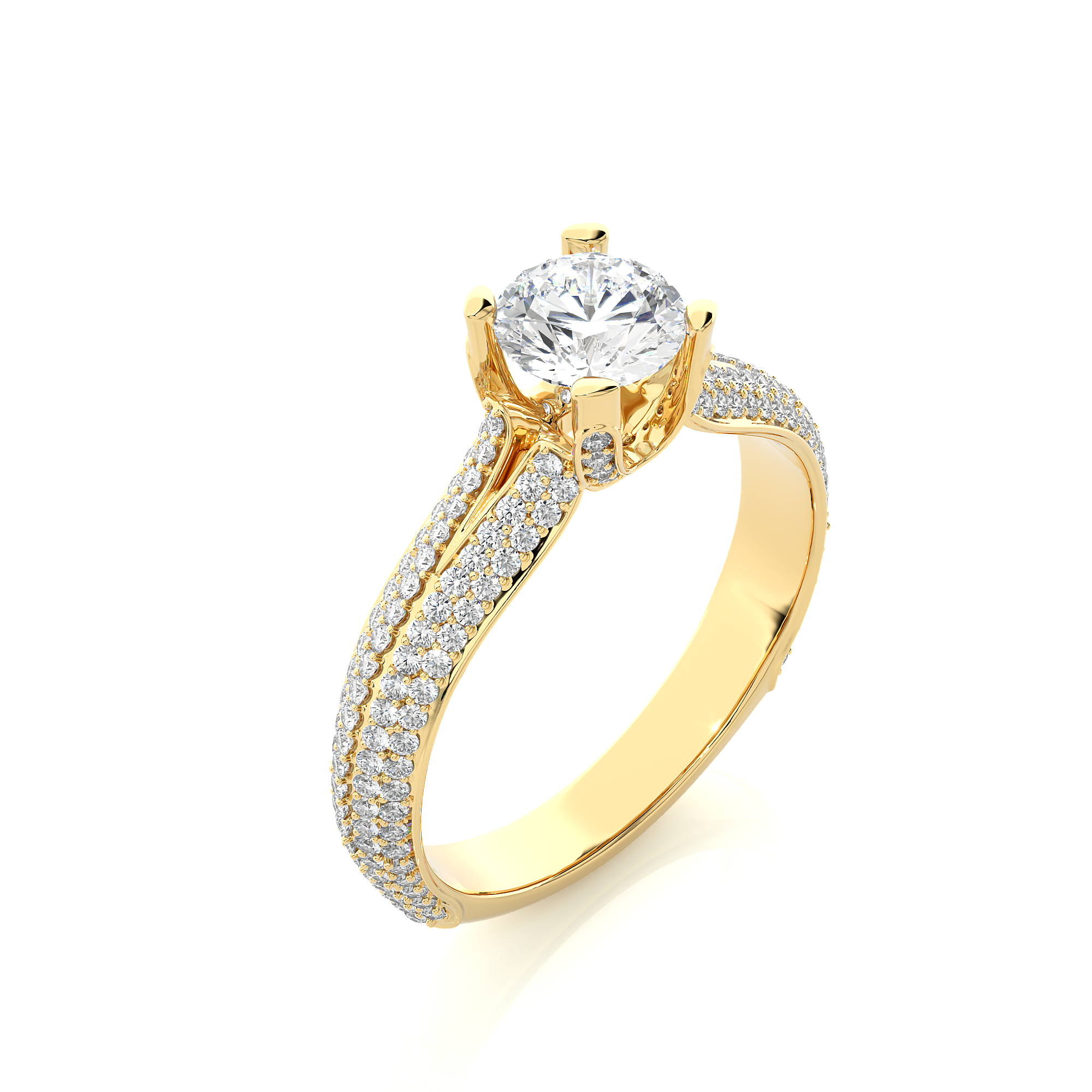 14K White Yellow Rose Gold 1.13 Carat Split Shank Round Diamond Ring