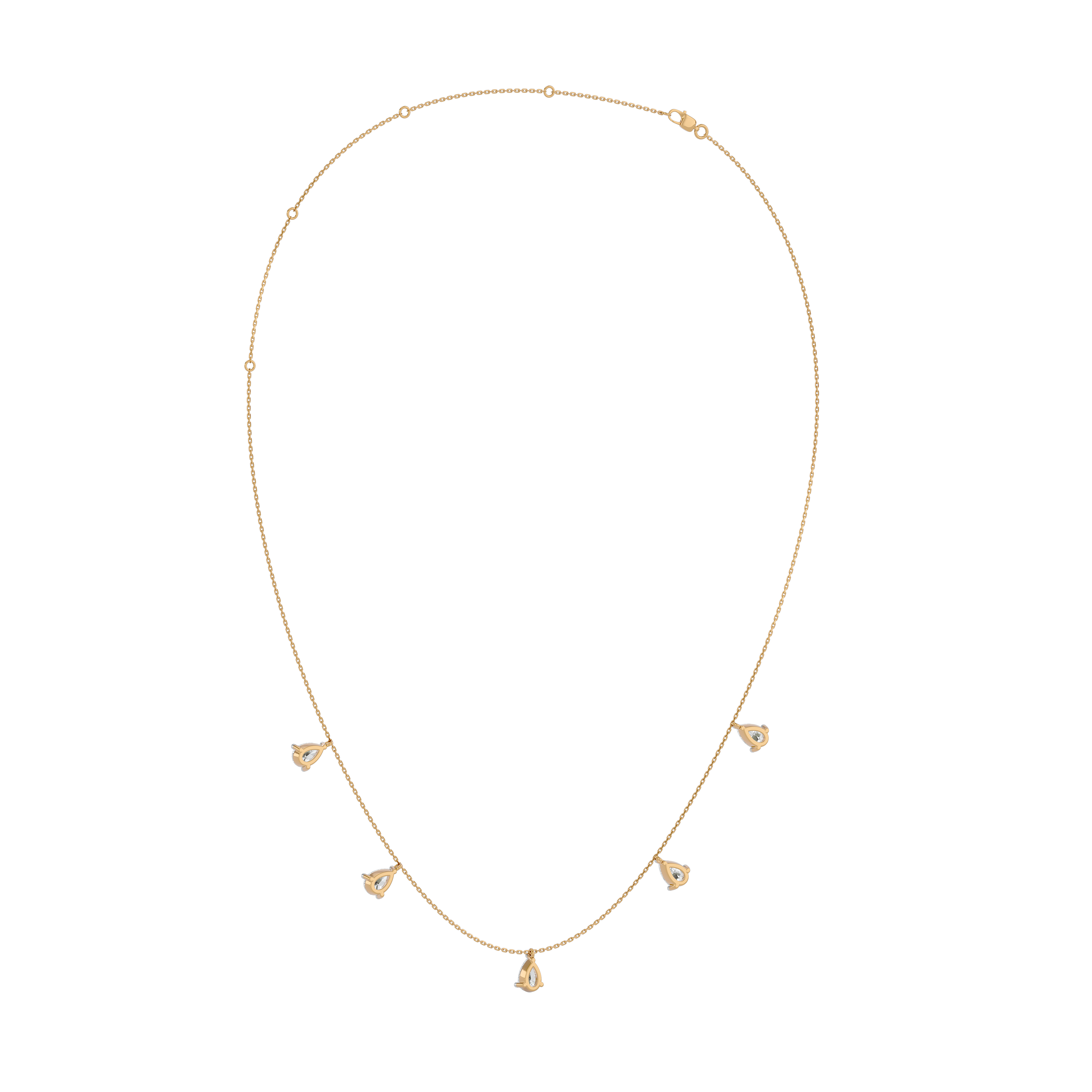 Elegant Pear Diamond Gold Necklace