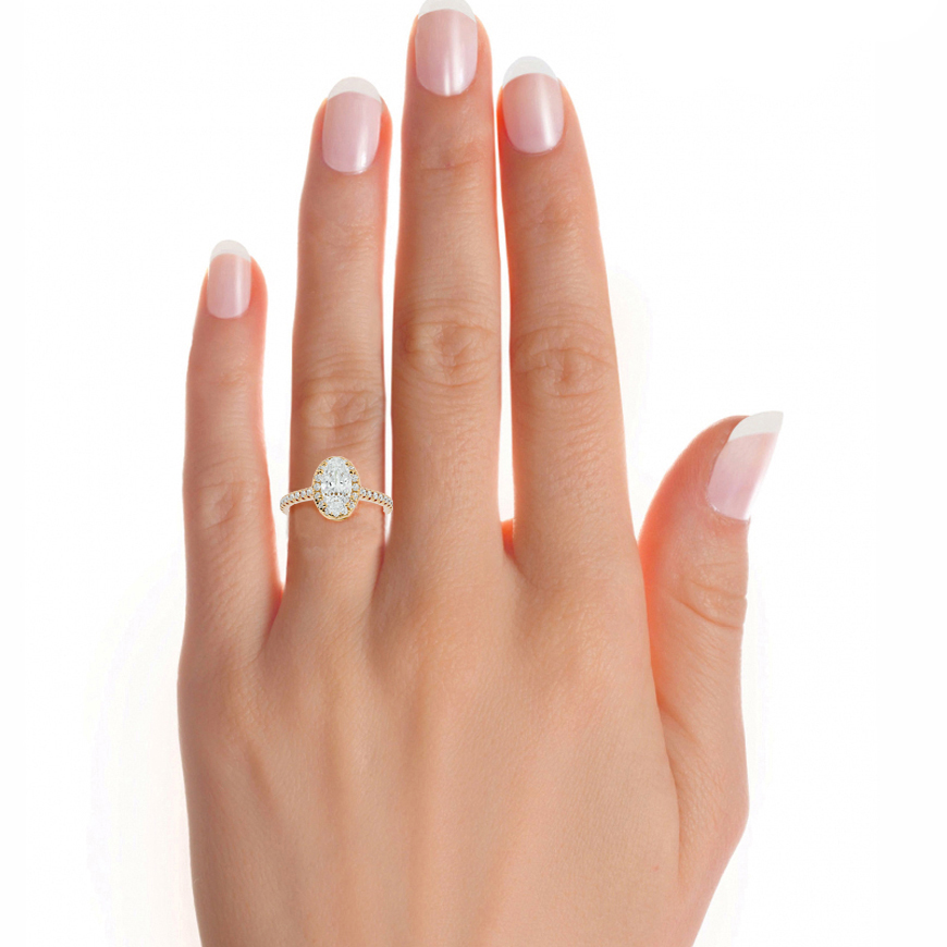 14K White Yellow Rose Gold 2.50 Carat Oval Halo Diamond Ring