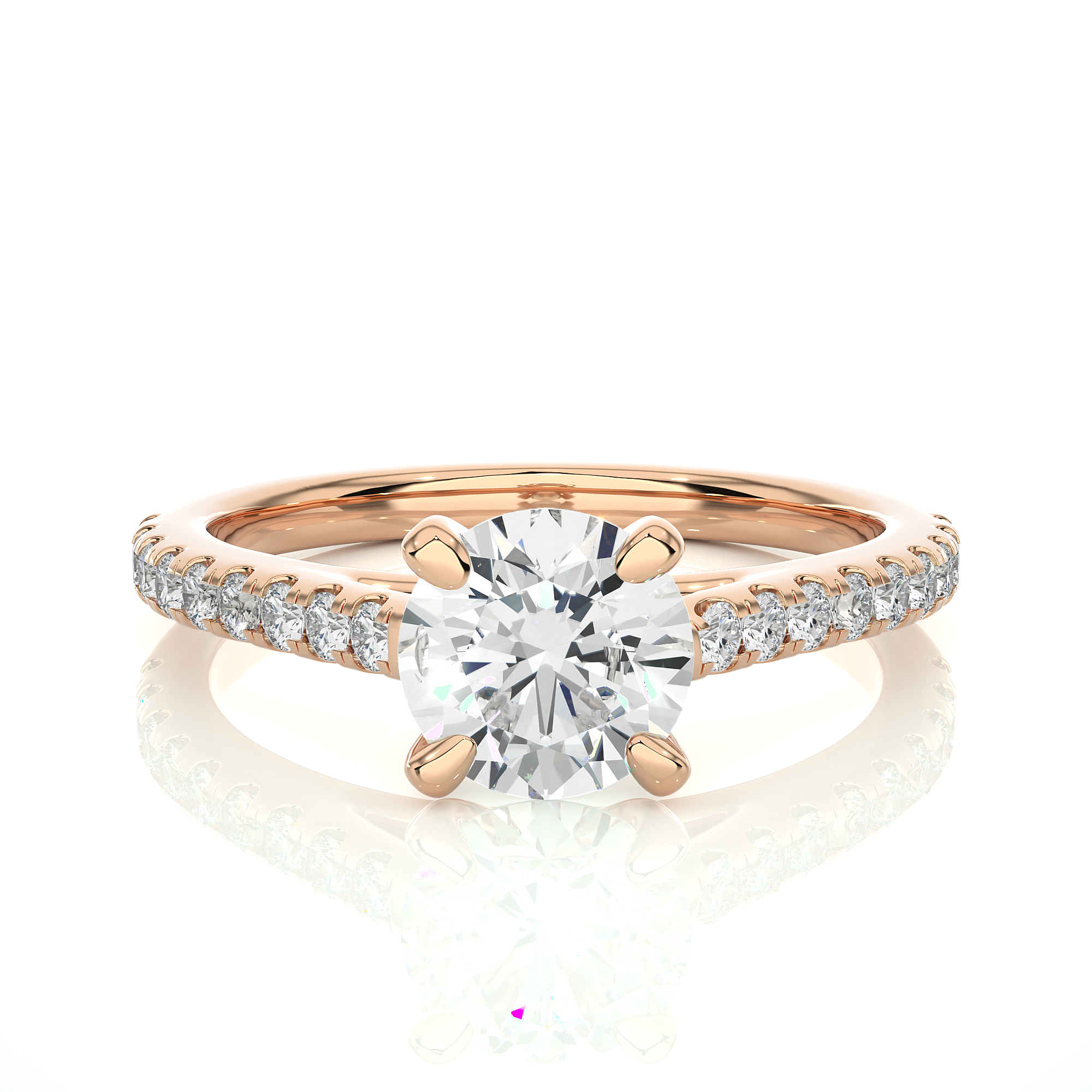 14K White Yellow Rose Gold 1.08 Carat Round Solitaire Diamond Ring