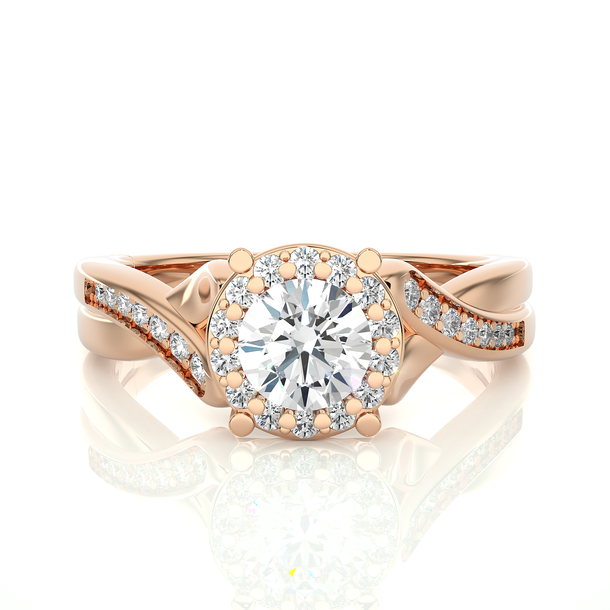 14K White Yellow Rose Gold  0.83 Carats Criss Cross Halo Diamond Ring