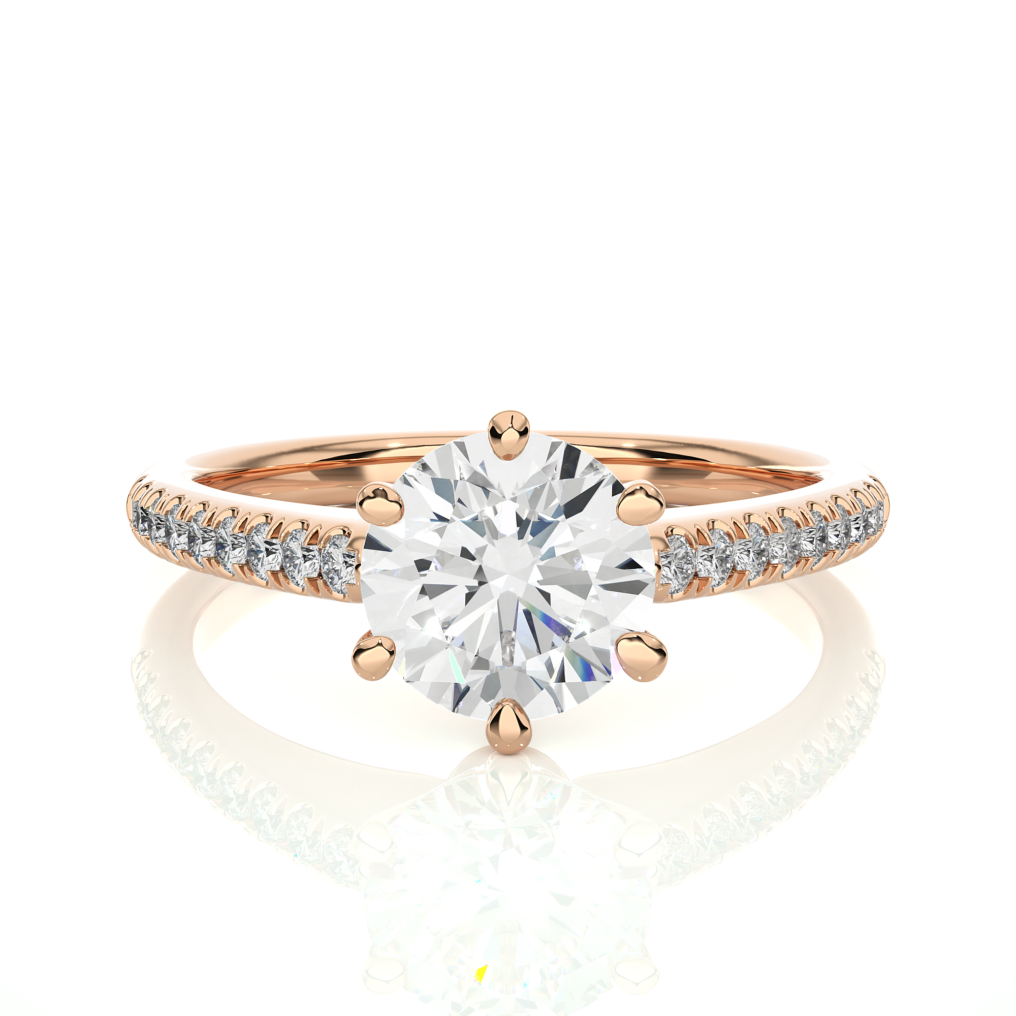 14K White Yellow Rose Gold 1.29 Carat Round Solitaire Diamond Ring
