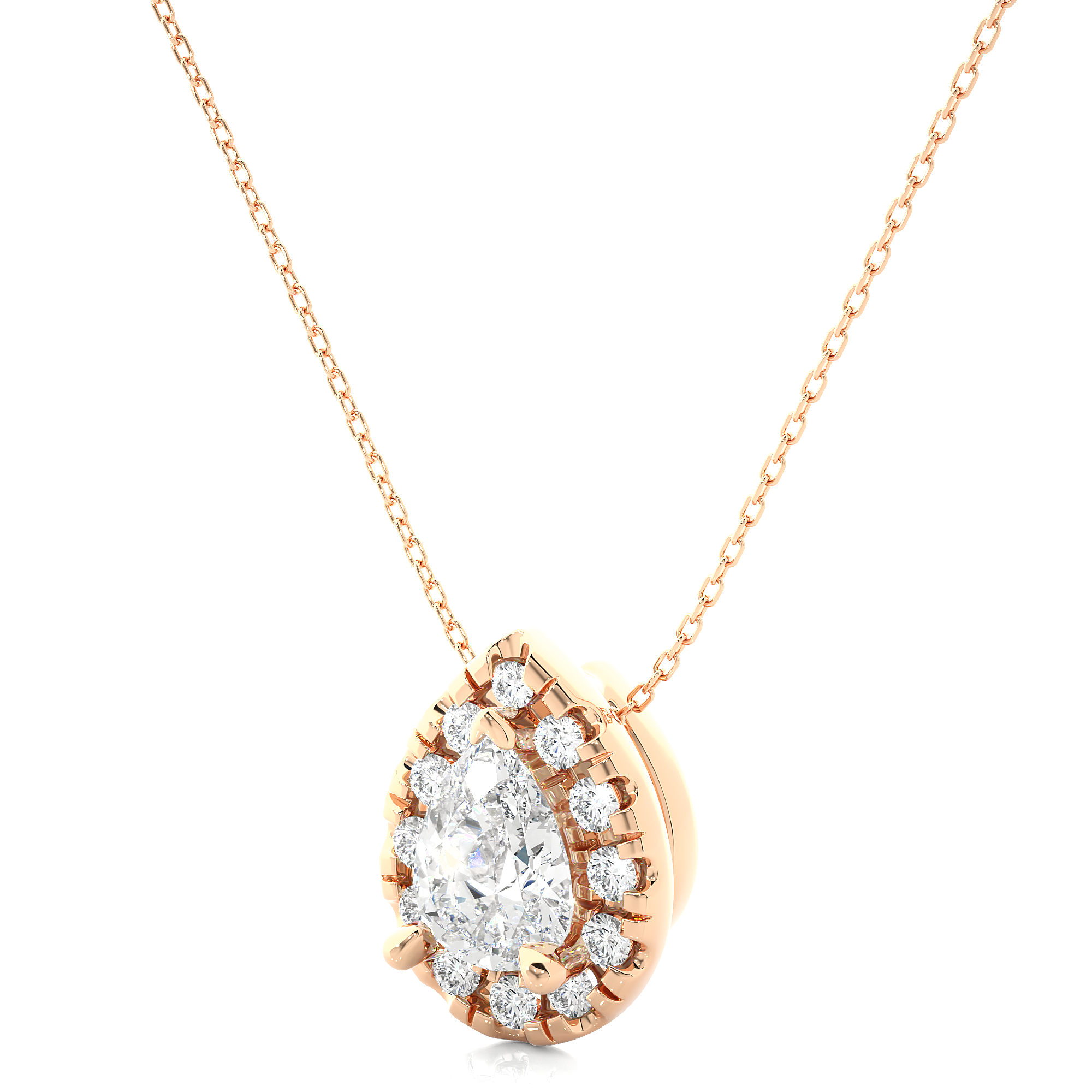 14K White Yellow Rose Gold 0.65 Carat Pear Diamond Pendant