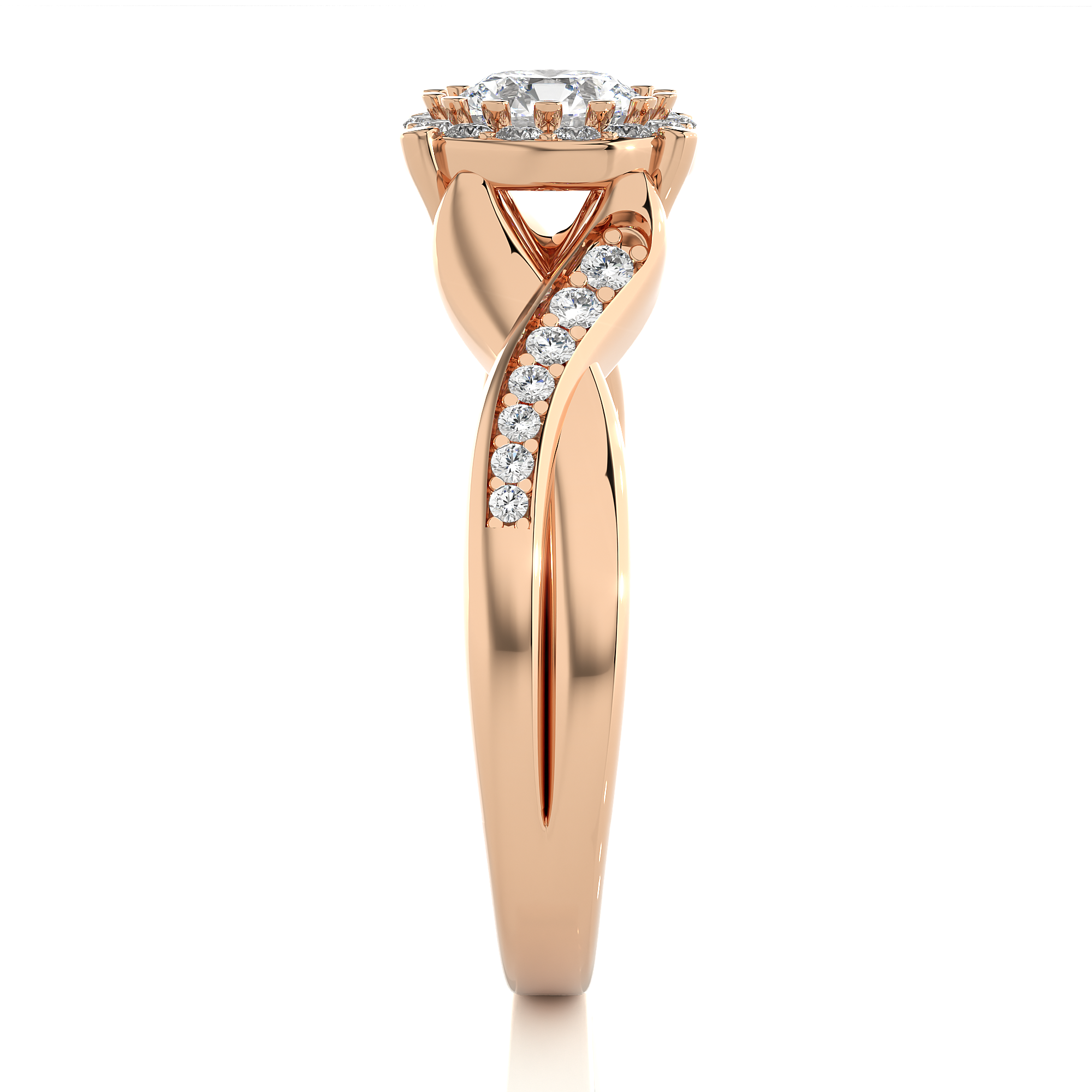 14K White Yellow Rose Gold  0.83 Carats Criss Cross Halo Diamond Ring