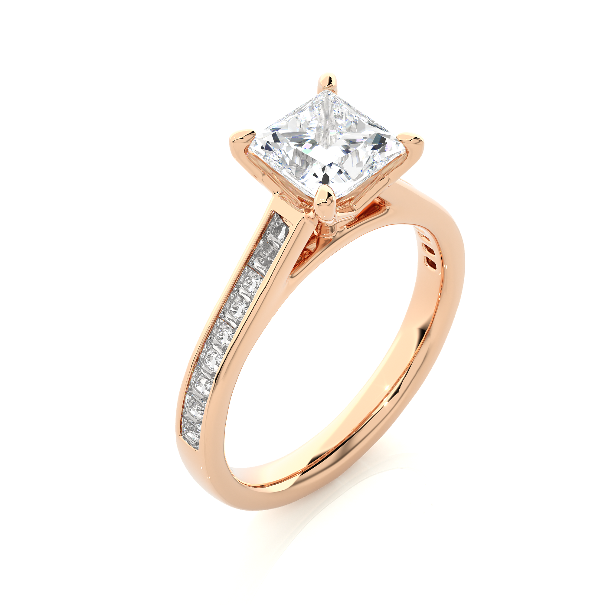 14K White Yellow Rose Gold 1.49 Carat Princess Solitaire Diamond Ring