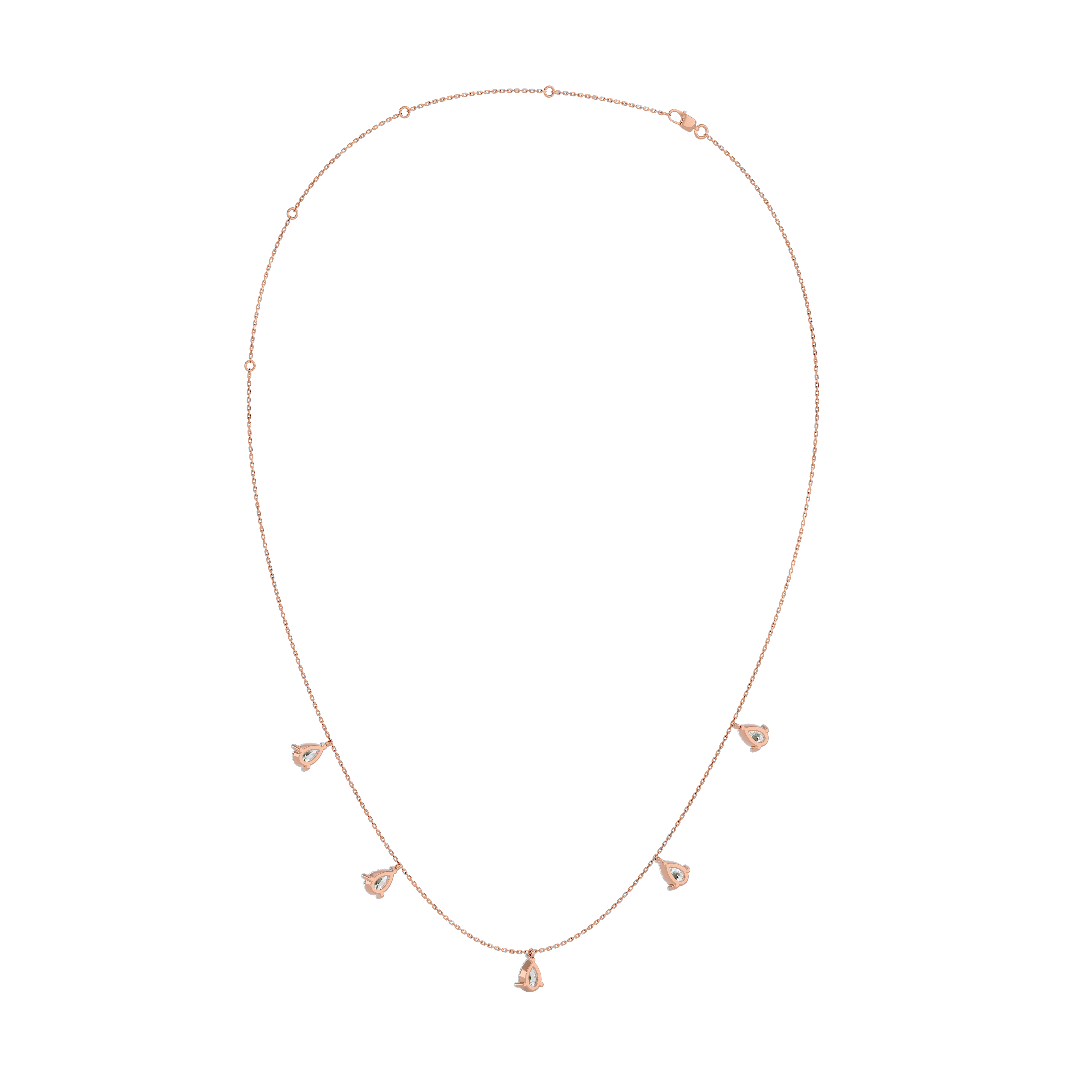 Elegant Pear Diamond Gold Necklace