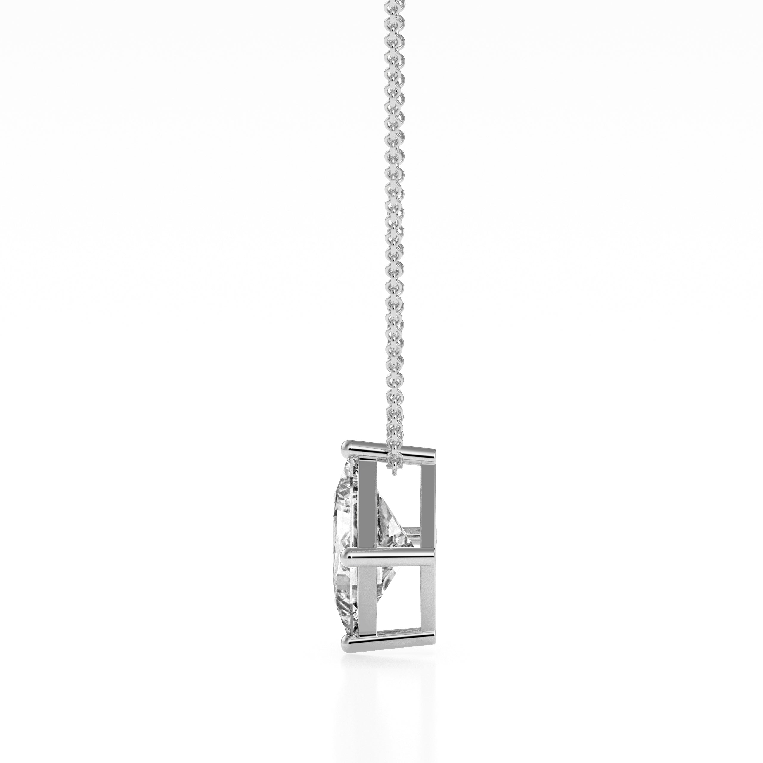 14K White Yellow Rose Gold 2.00 Carat Princess Diamond Pendant