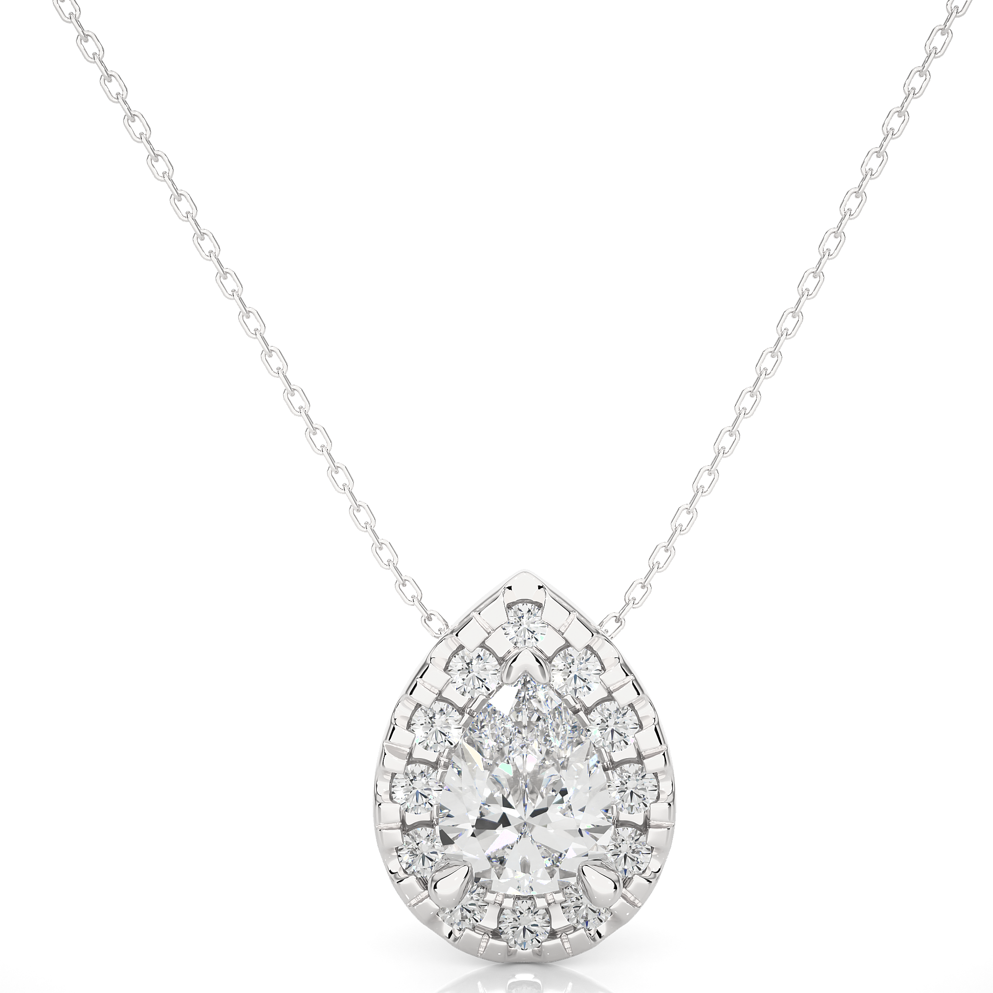 14K White Yellow Rose Gold 0.65 Carat Pear Diamond Pendant