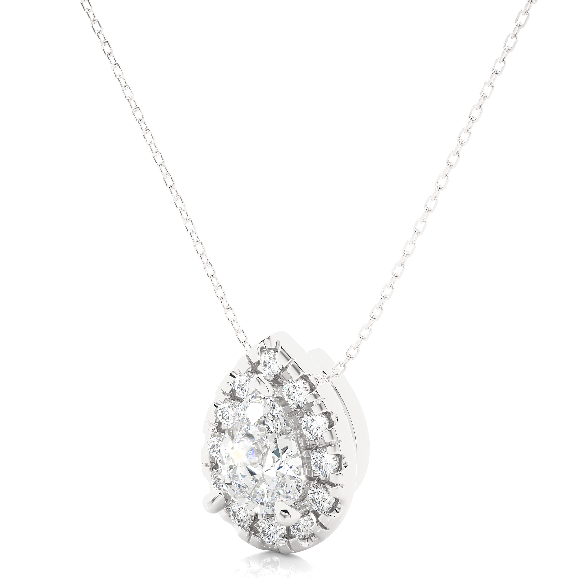 14K White Yellow Rose Gold 0.65 Carat Pear Diamond Pendant
