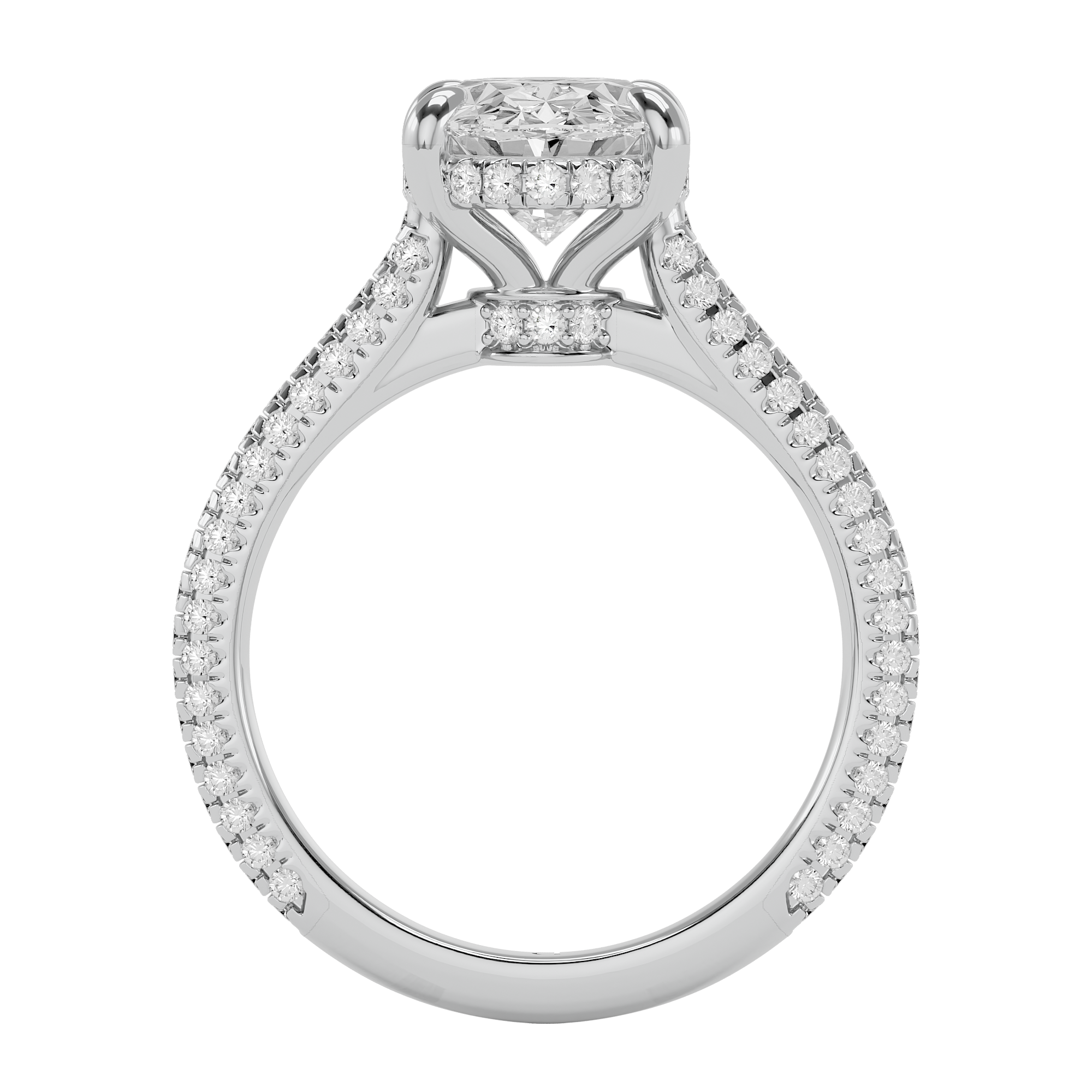 Elegant Oval and Round Diamond Engagement Ring