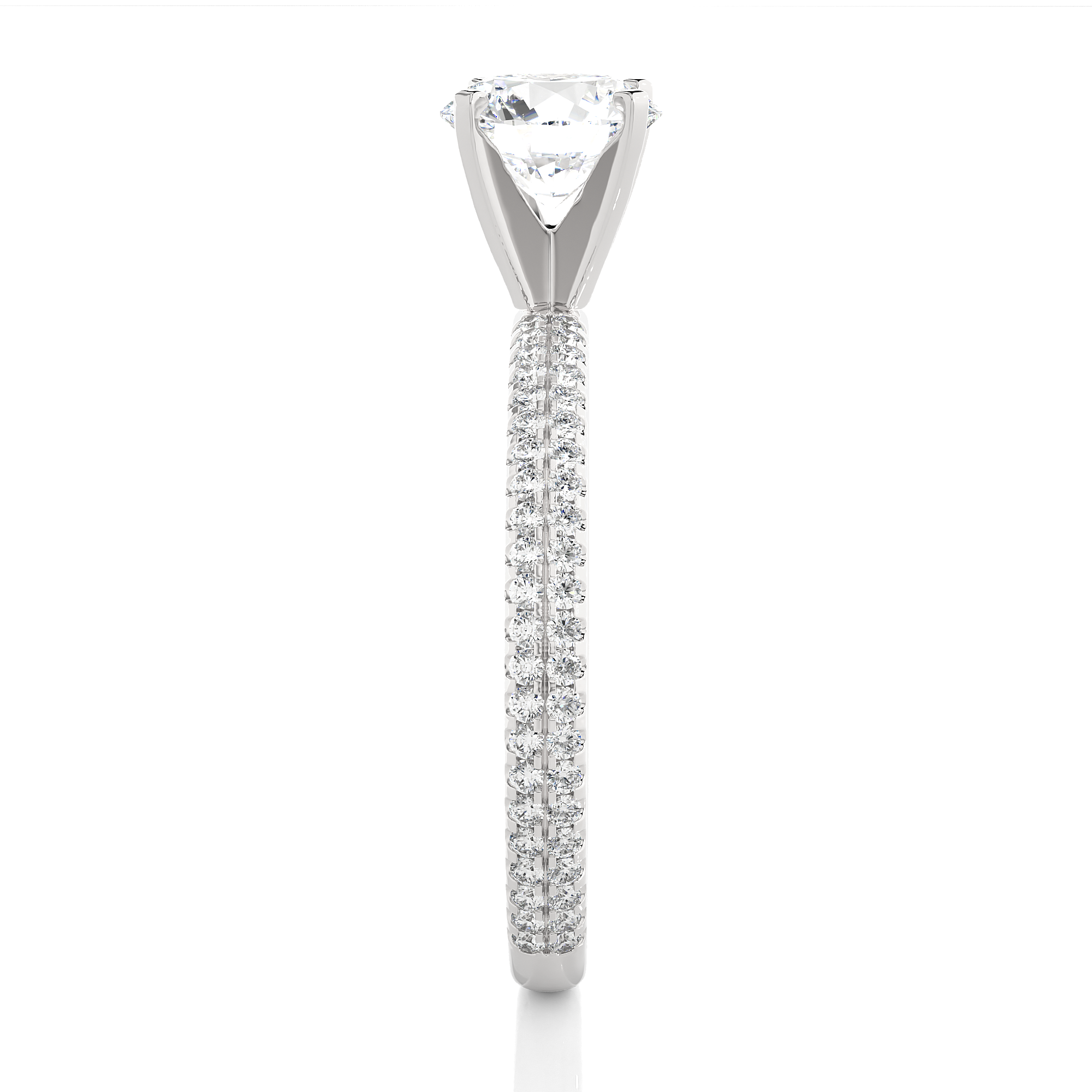 14K White Yellow Rose Gold 1.14 Carat Double Row Micro Pave Round Diamond Ring