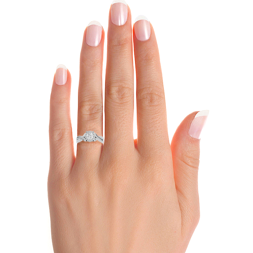 14K White Yellow Rose Gold  0.83 Carats Criss Cross Halo Diamond Ring