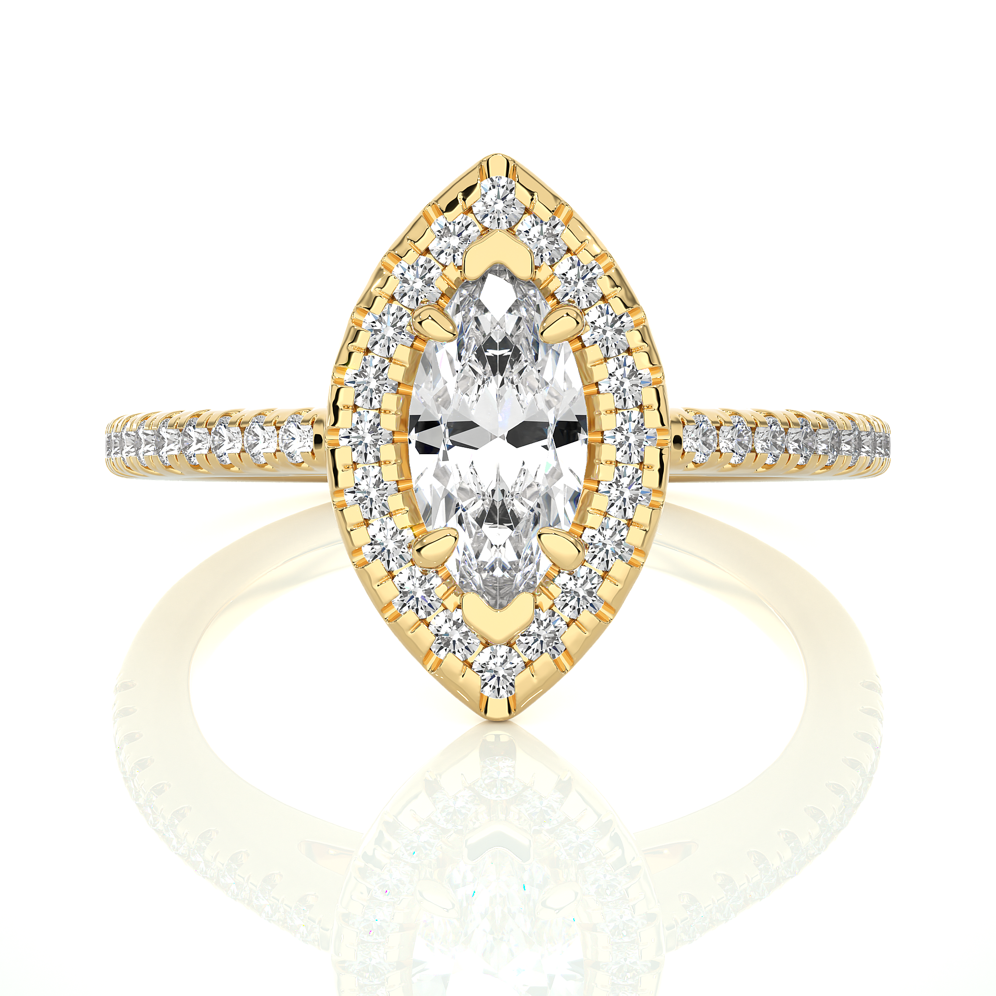 14K White Yellow Rose Gold 0.89 Carat Marquise Double Halo Diamond Ring
