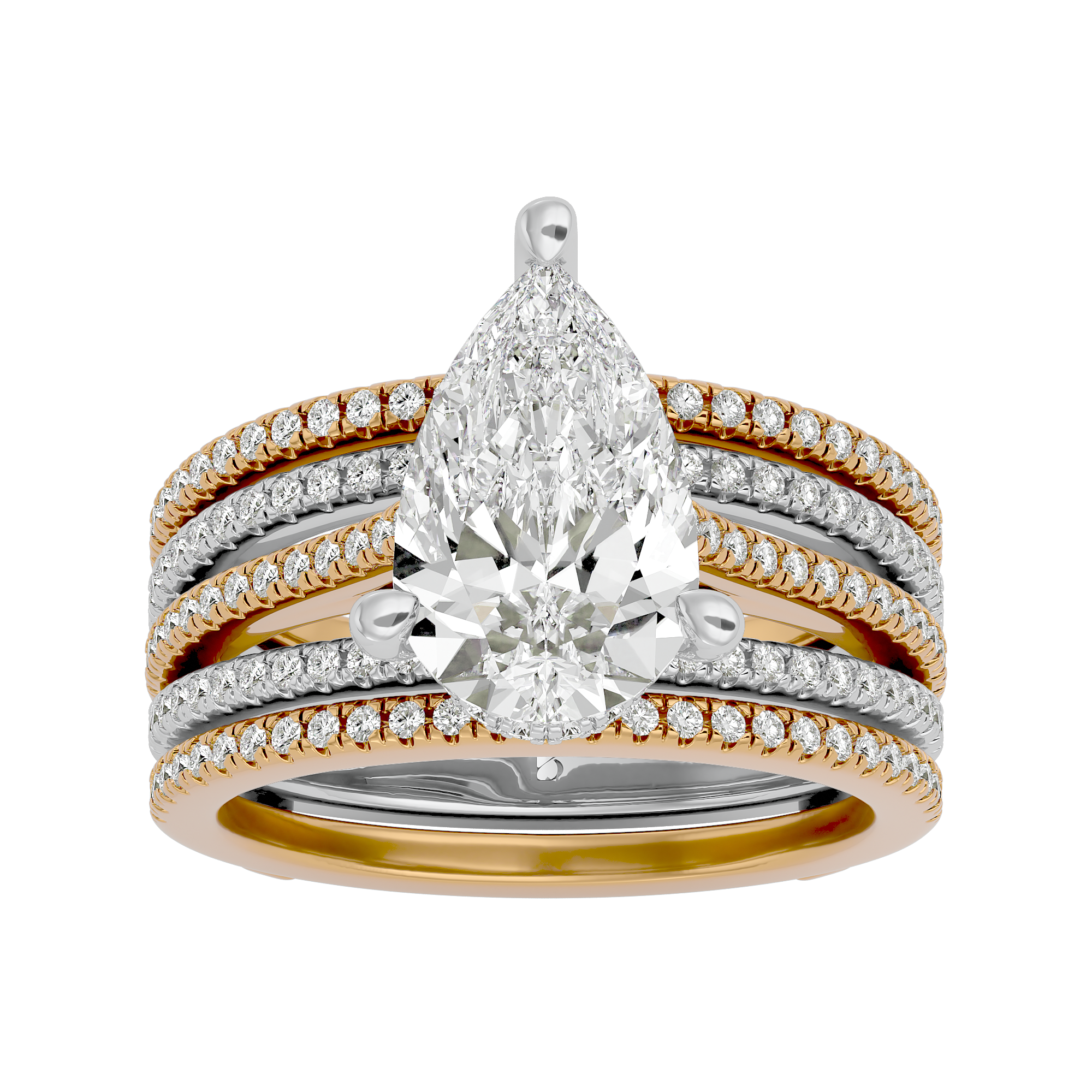 14KT Gold 3.52 Carat Pear-Shaped Lab-Grown Diamond Ring