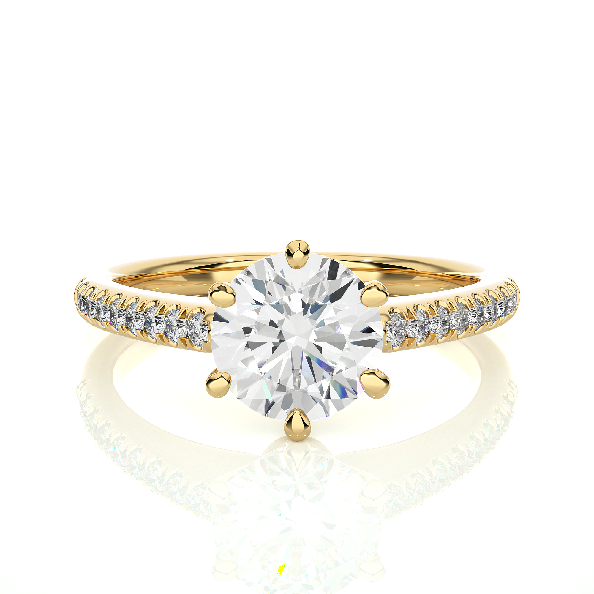 14K White Yellow Rose Gold 1.29 Carat Round Solitaire Diamond Ring
