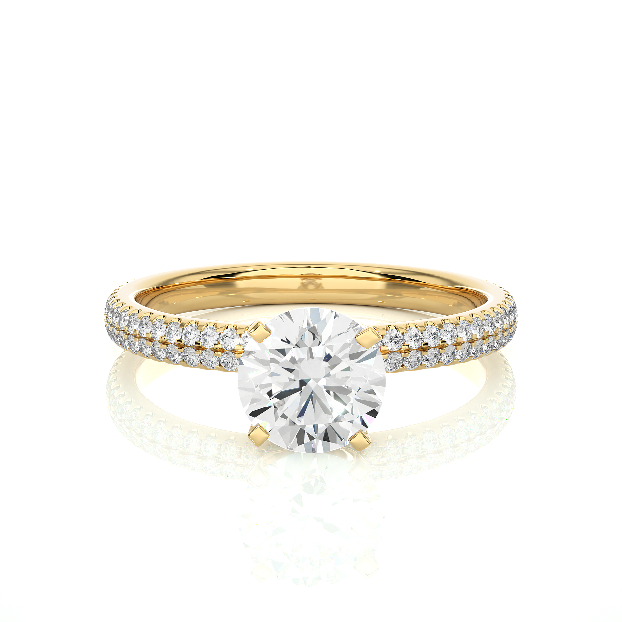 14K White Yellow Rose Gold 1.14 Carat Double Row Micro Pave Round Diamond Ring
