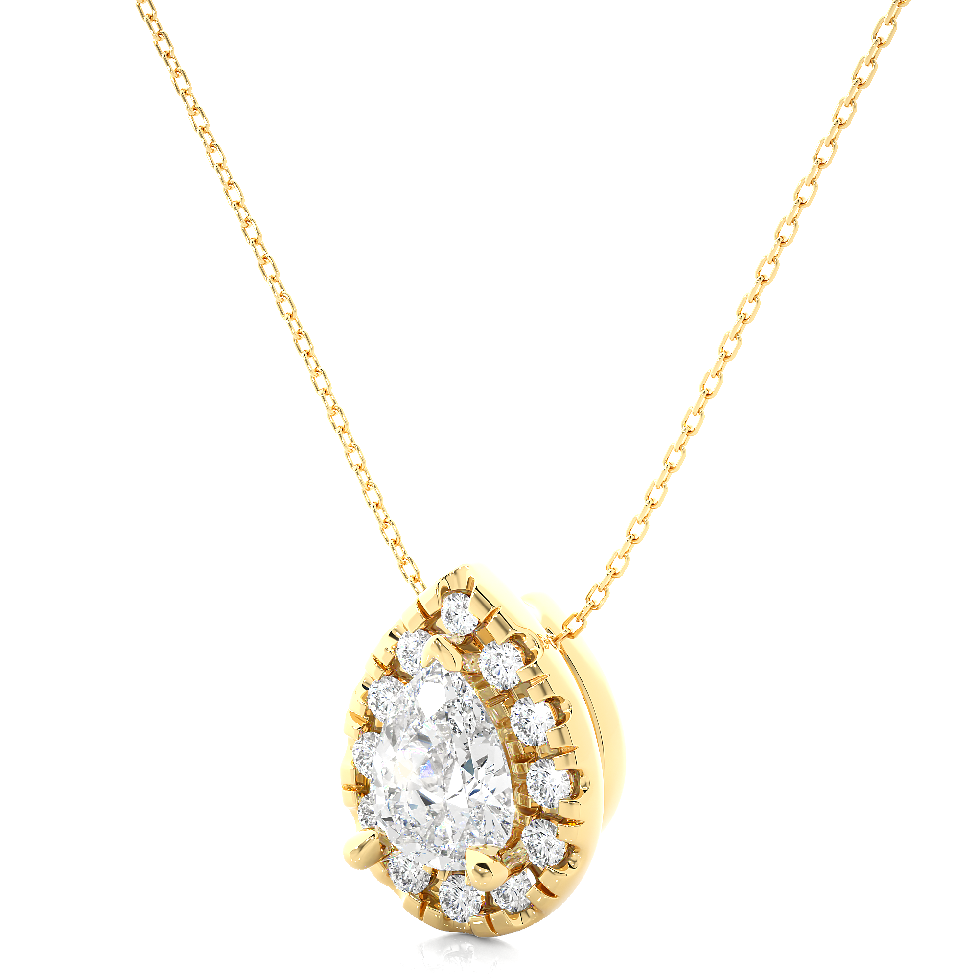 14K White Yellow Rose Gold 0.65 Carat Pear Diamond Pendant