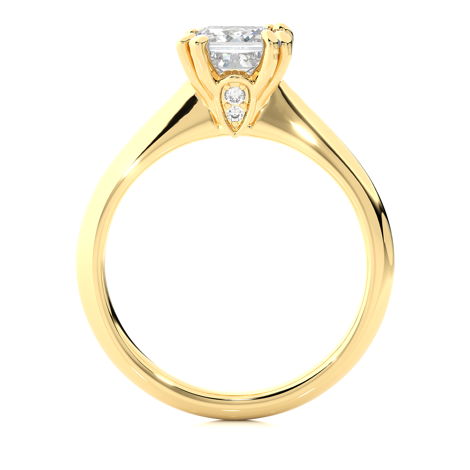 14K White Yellow Rose Gold 1.38 Princess Diamond with 4 Prong Setting Diamond Ring