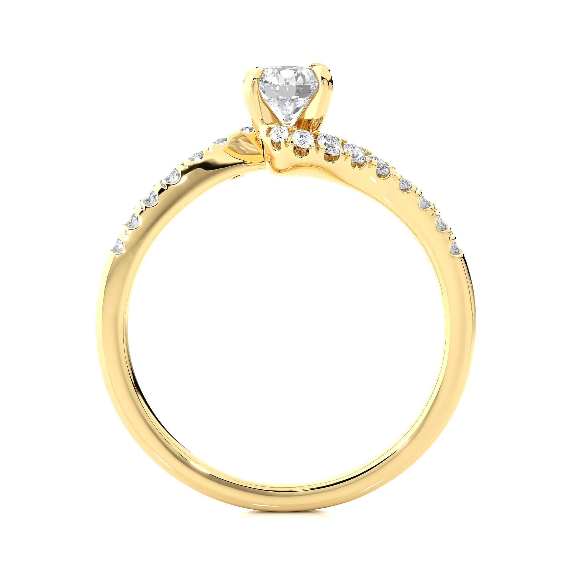 14K White Yellow Rose Gold 0.67 Carat Bypass Pave Round Diamond Ring
