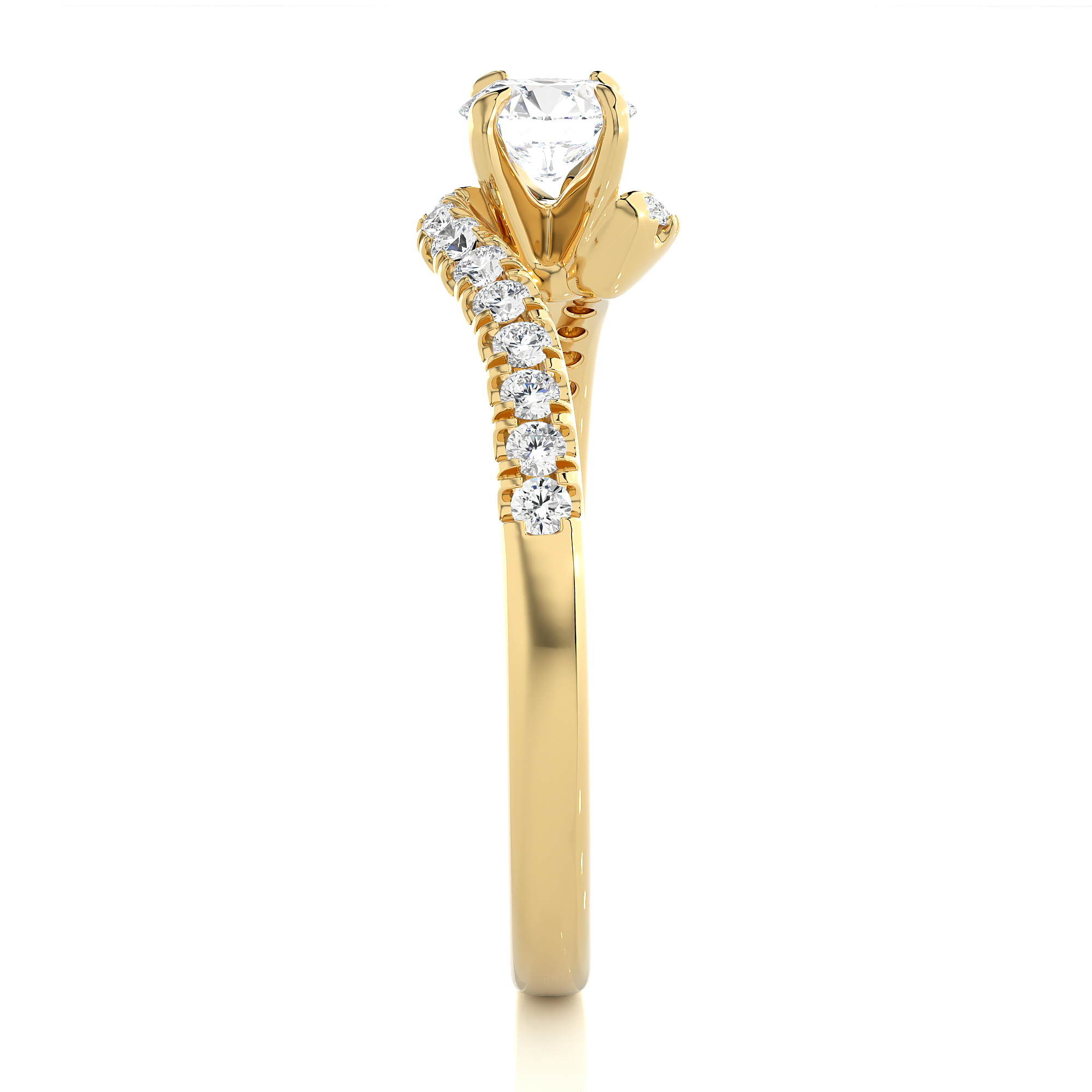 14K White Yellow Rose Gold 0.67 Carat Bypass Pave Round Diamond Ring