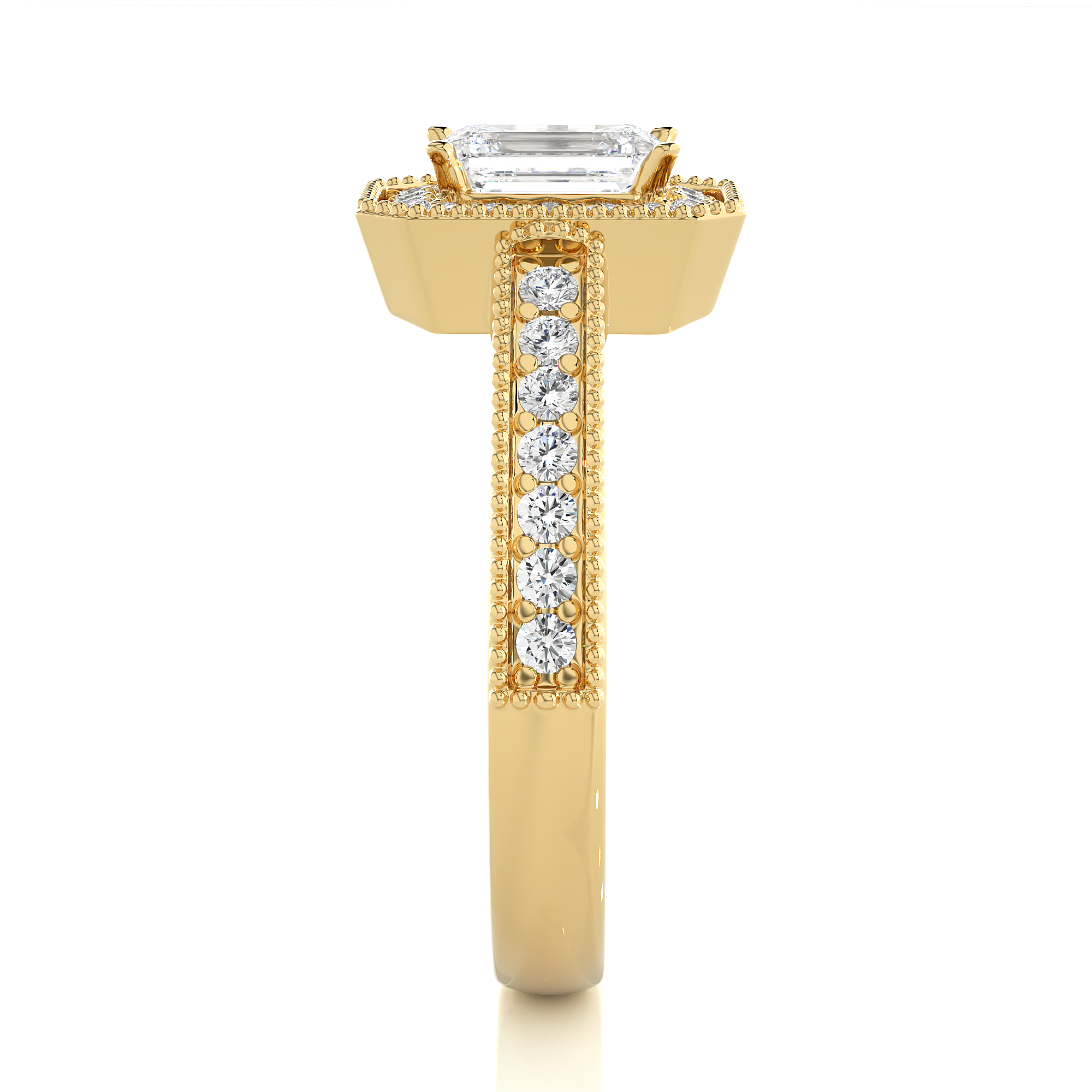 14K White Yellow Rose Gold 1.07 Emerald Halo Diamond Ring