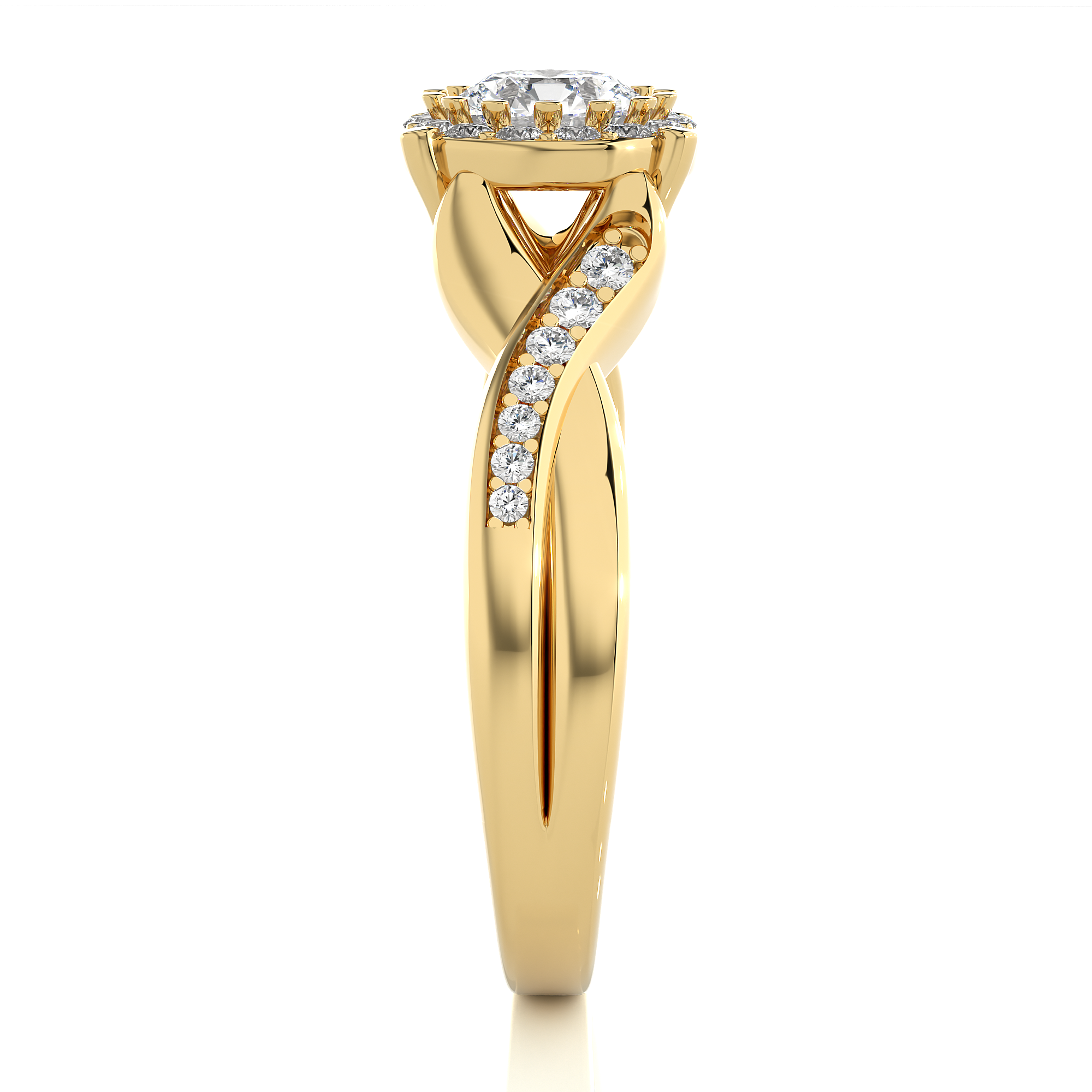 14K White Yellow Rose Gold  0.83 Carats Criss Cross Halo Diamond Ring