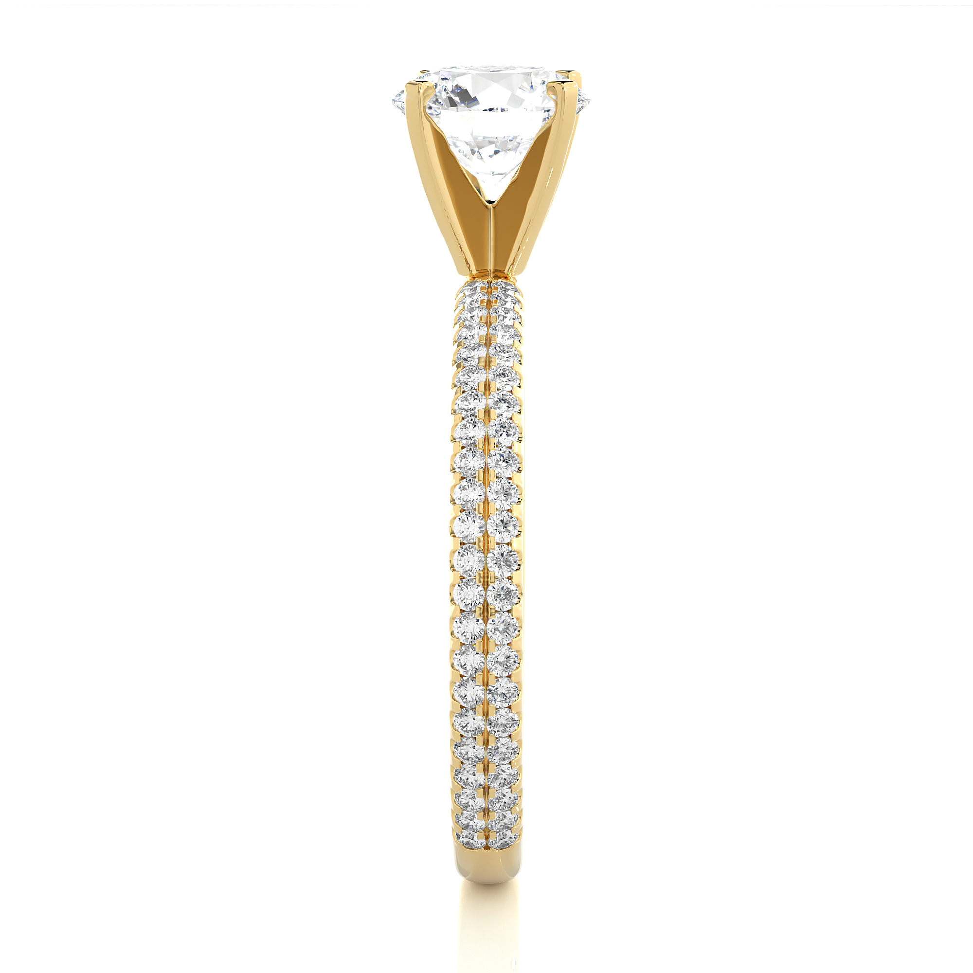 14K White Yellow Rose Gold 1.14 Carat Double Row Micro Pave Round Diamond Ring