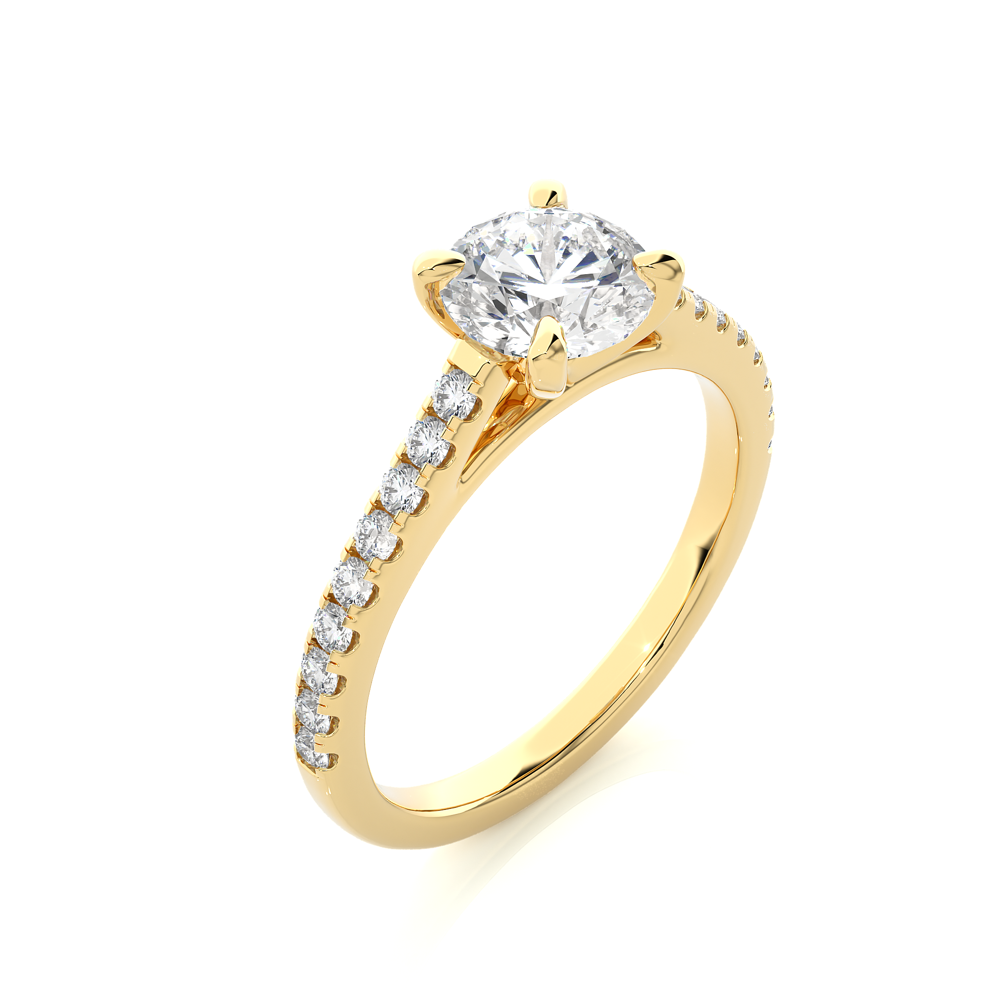 14K White Yellow Rose Gold 1.08 Carat Round Solitaire Diamond Ring