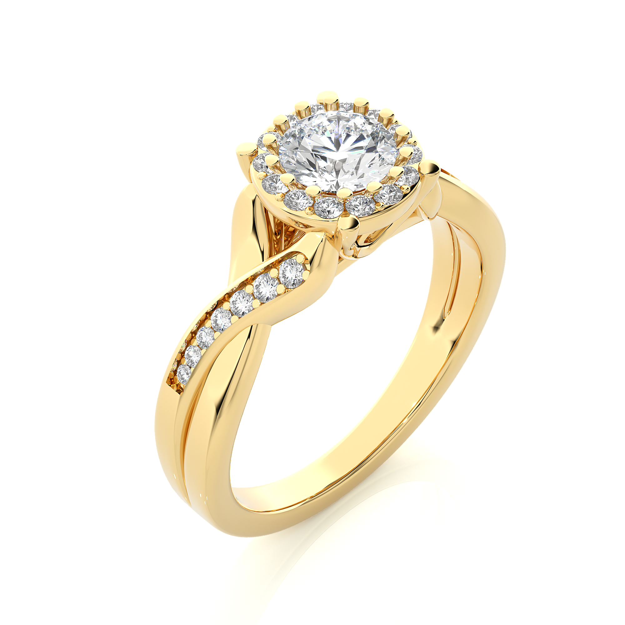 14K White Yellow Rose Gold  0.83 Carats Criss Cross Halo Diamond Ring